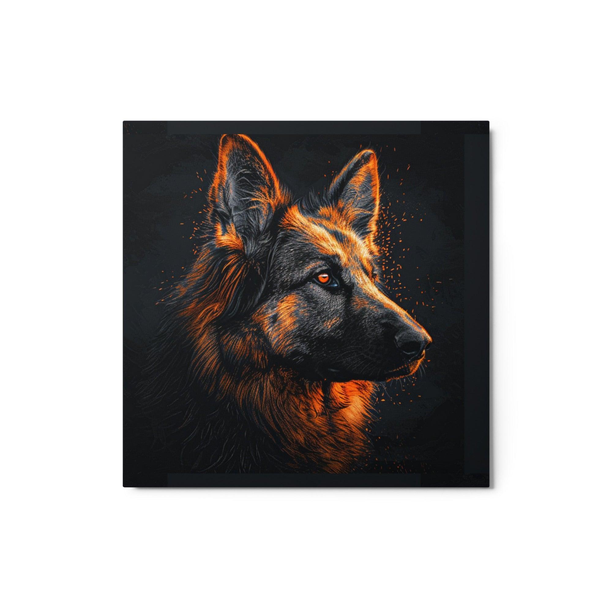 German Shepherd Orange Blaze Portrait Metal Poster - Oh Posters