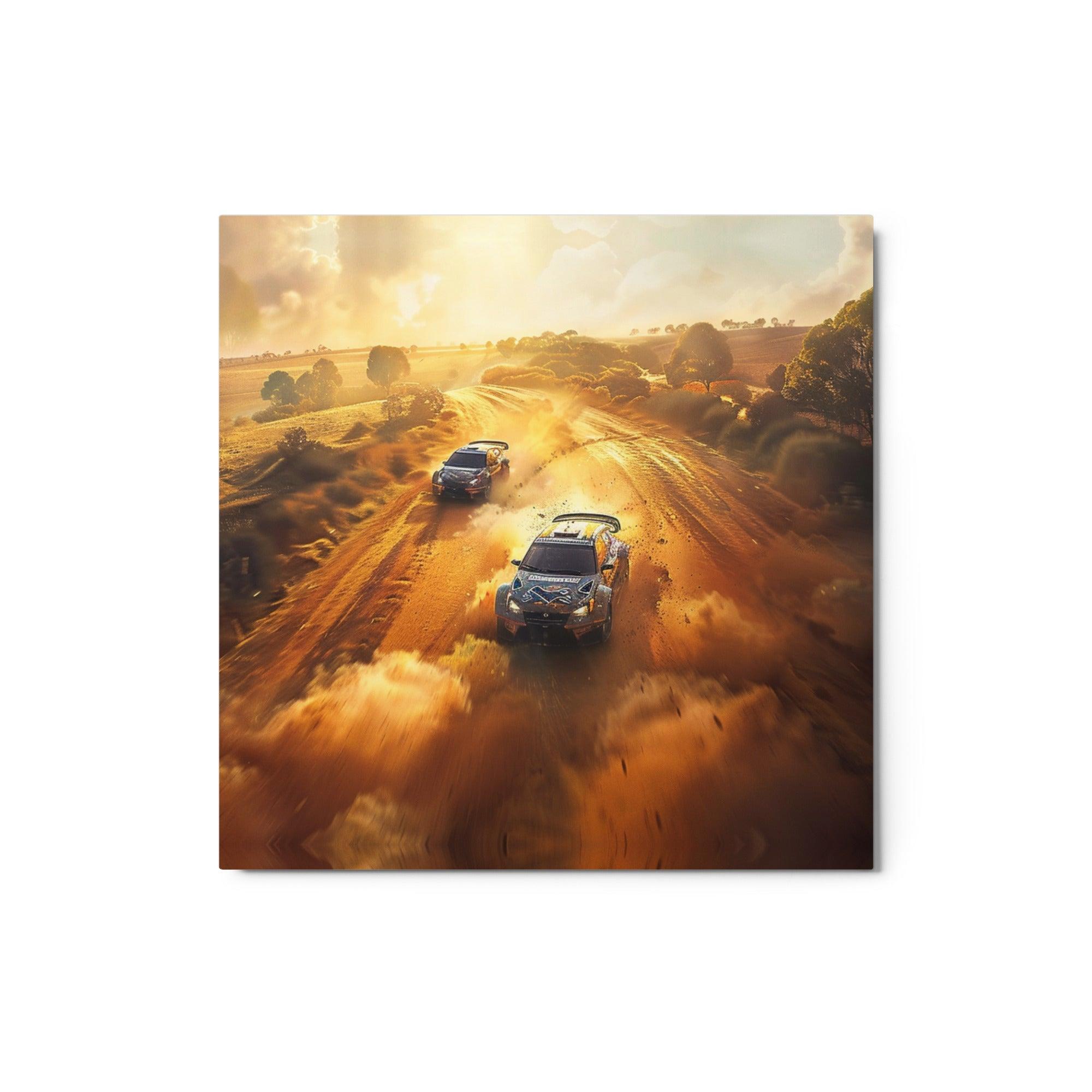 Sunset Dust Rally Tandem Racing Metal Poster - Oh Posters