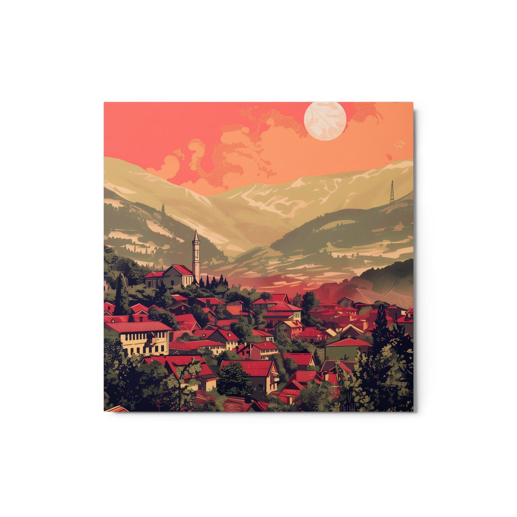 Kosovo Picturesque Mountain Village Sunset Metal Poster - Oh Posters