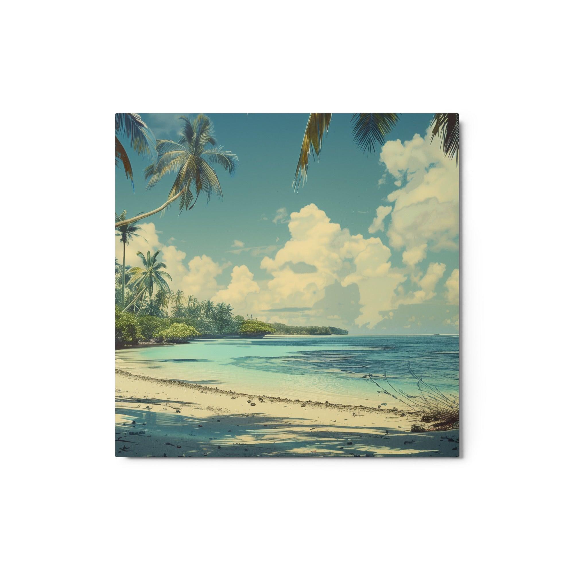 Marshall Islands Palm-fringed Tropical Beach Metal Poster - Oh Posters