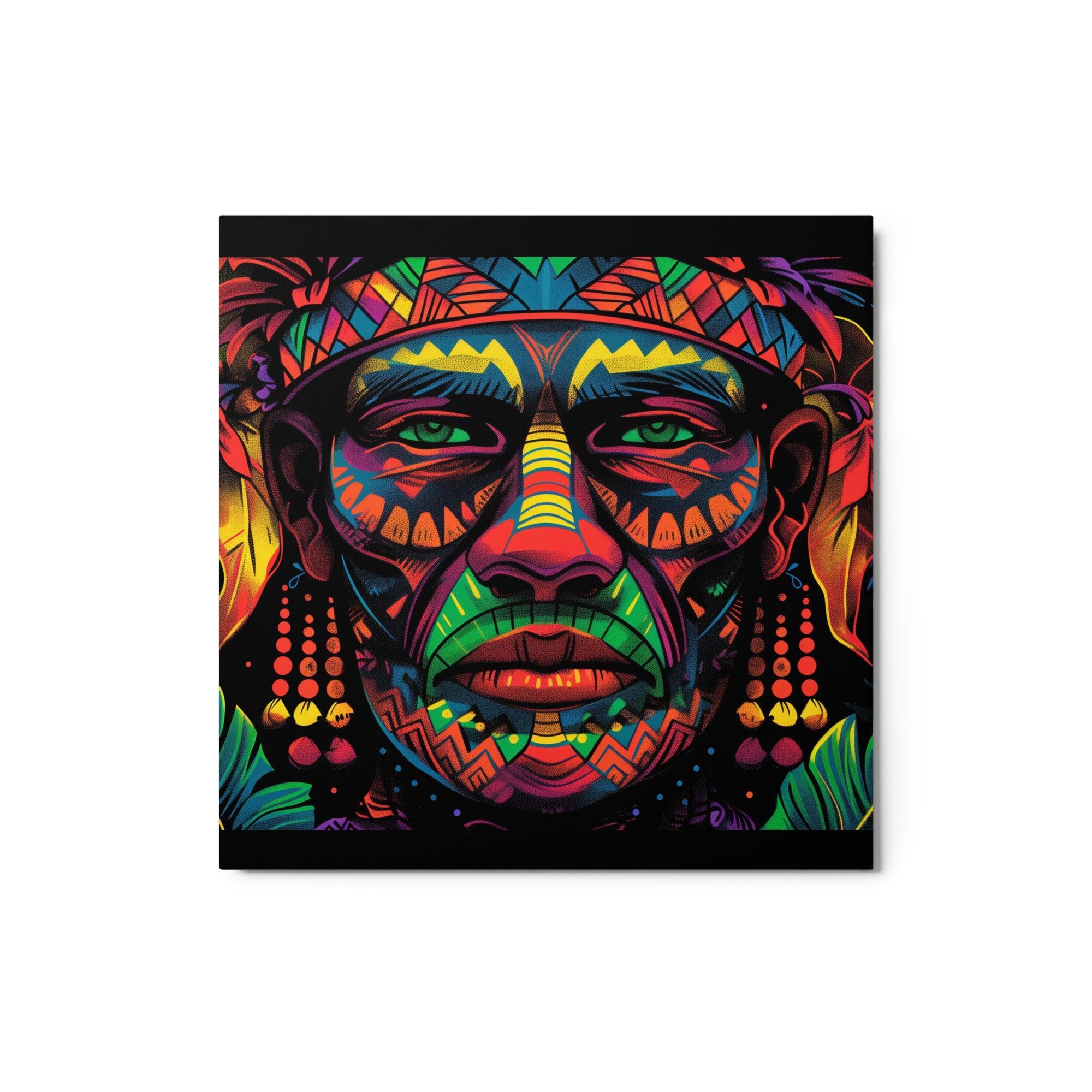 Samoan Tribal Face Art Vibrant Metal Poster - Oh Posters