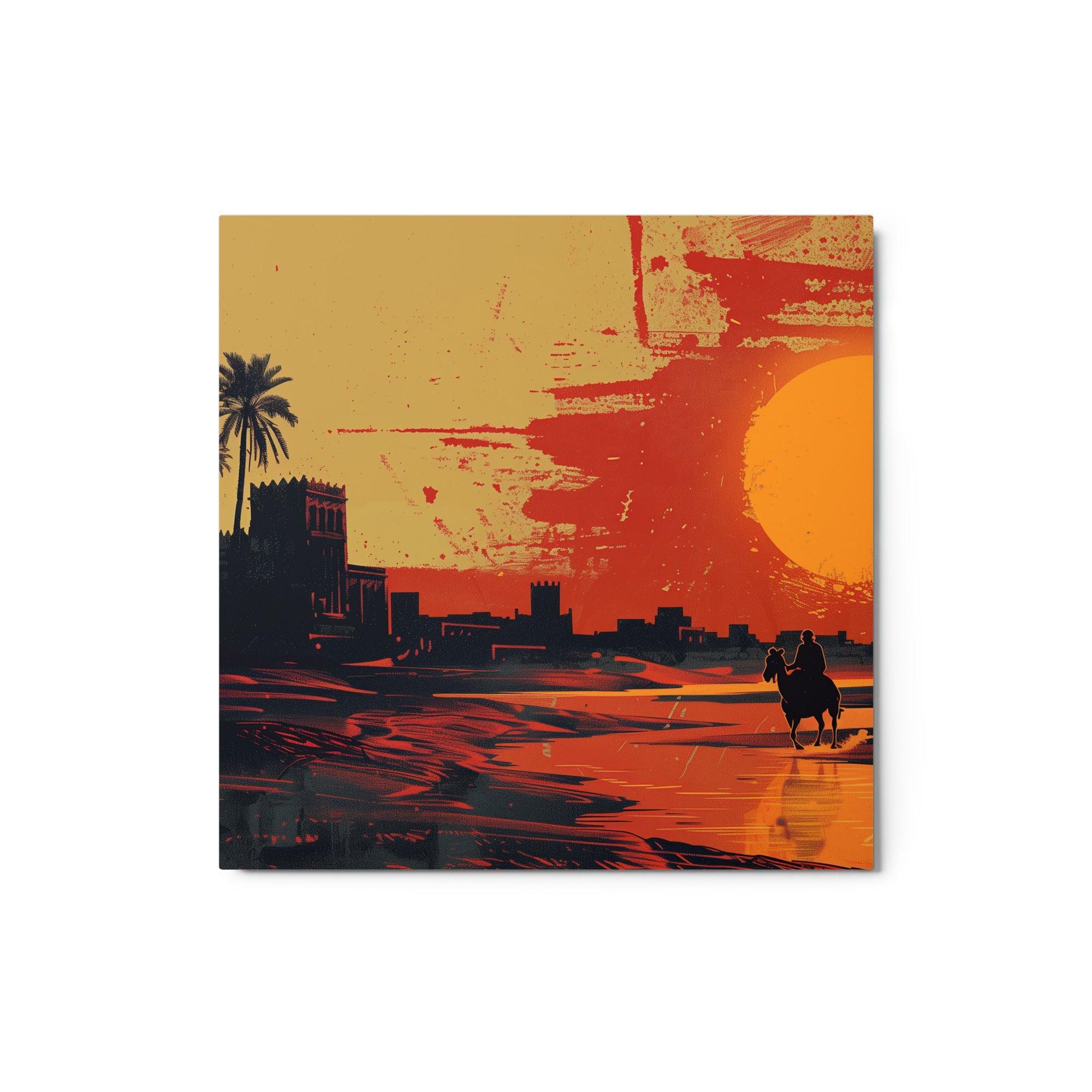 Sudan Desert Sunset Silhouette Metal Poster - Oh Posters