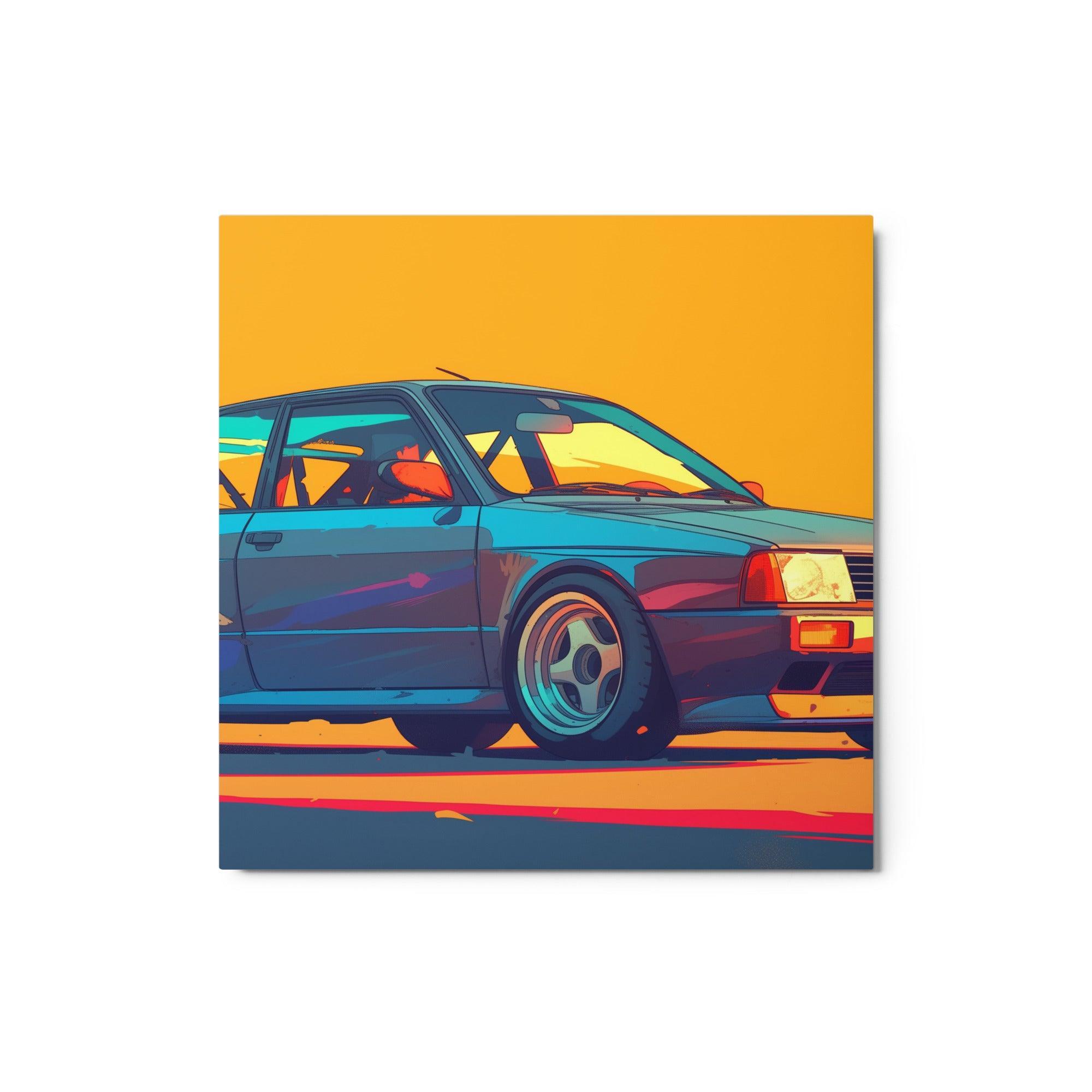 Vibrant JDM Hatchback Retro Racing Digital Art Metal Poster - Oh Posters