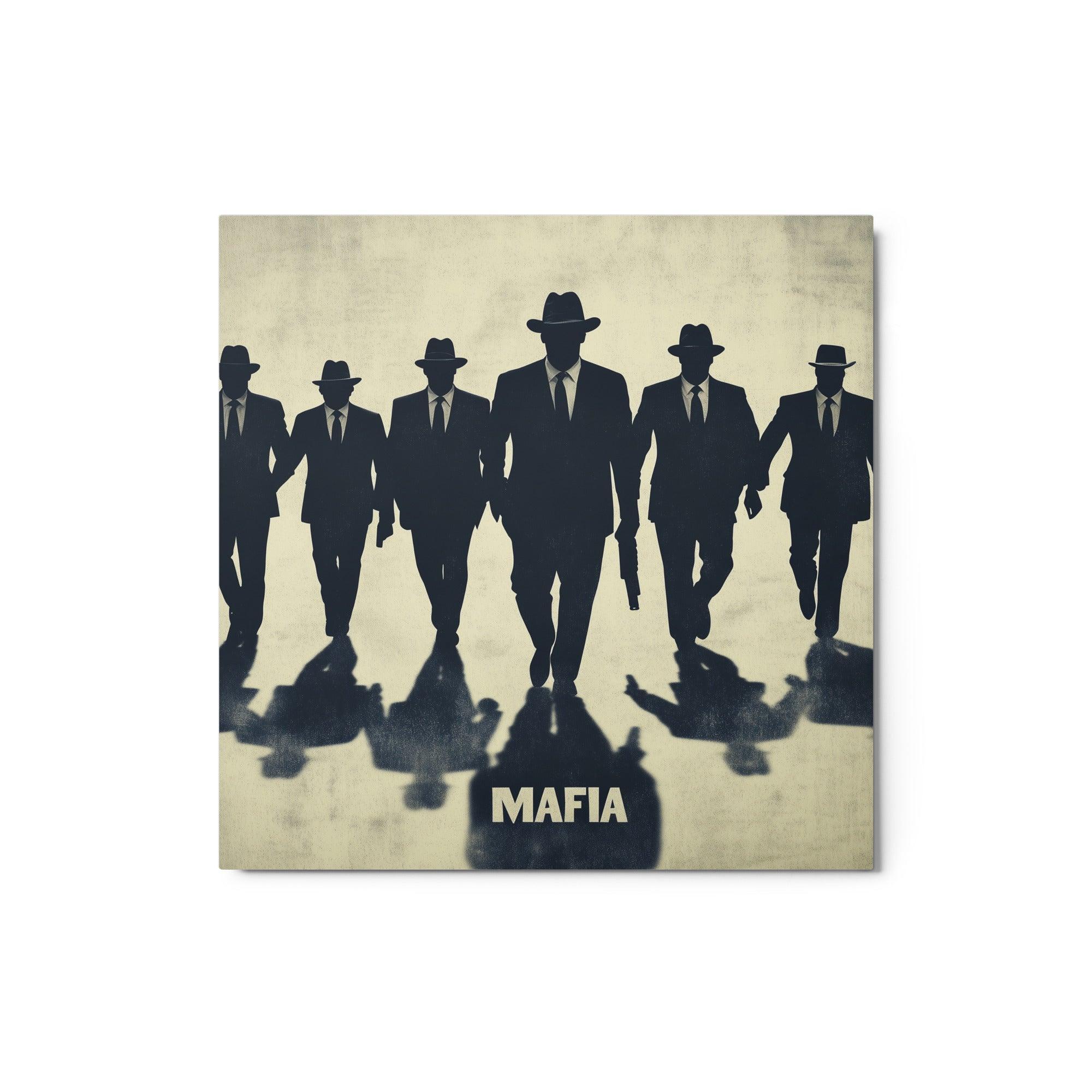 Mafia Silhouette Group Walking Noir Style Artwork Metal Poster - Oh Posters