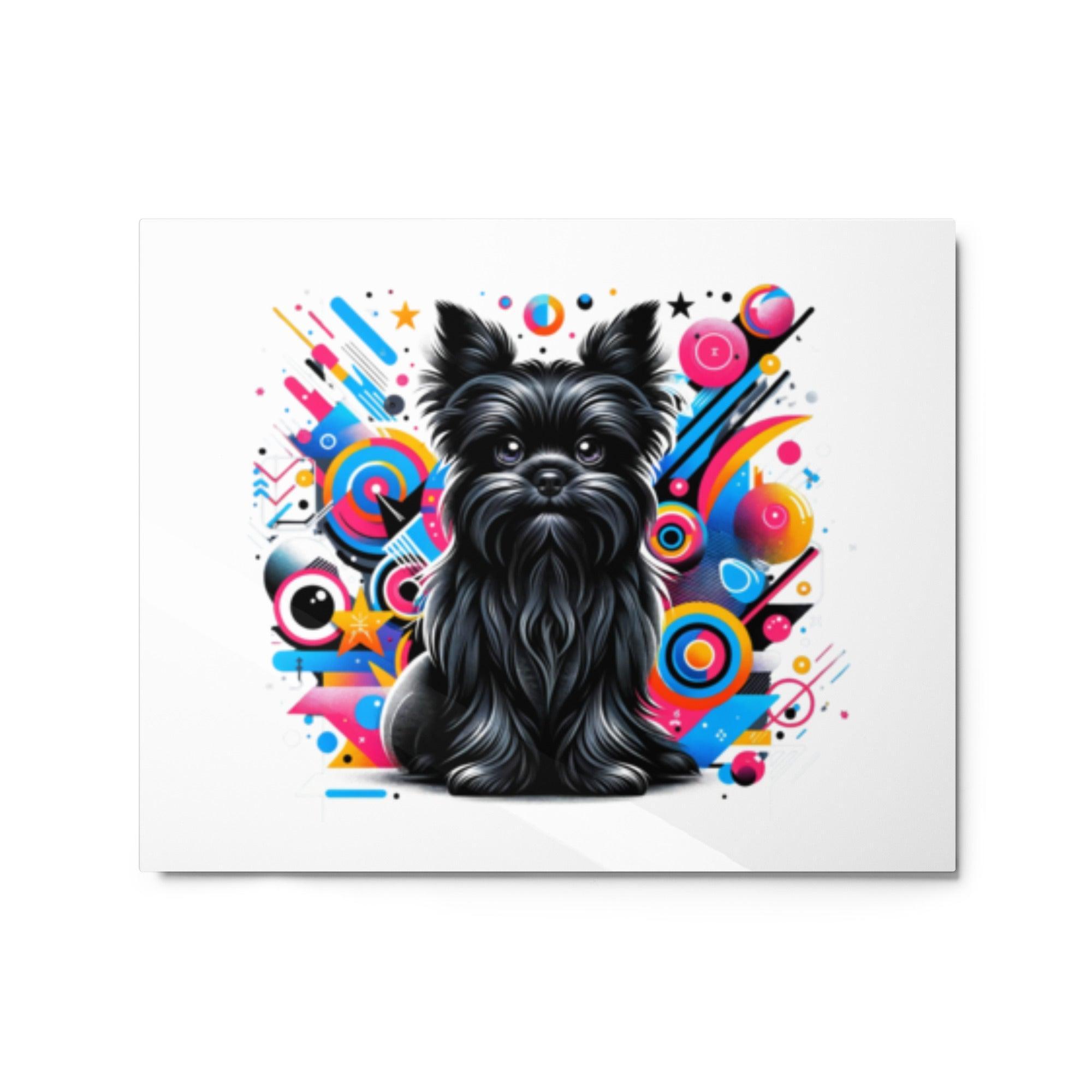 Whimsical Affenpinscher Cartoon with Modern Elements Background Metal Poster - Oh Posters