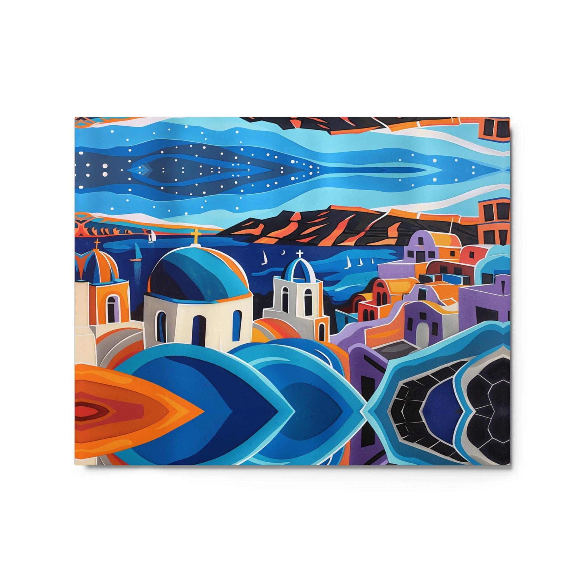 Greece Santorini Night Sky Modern Art Metal Poster - Oh Posters