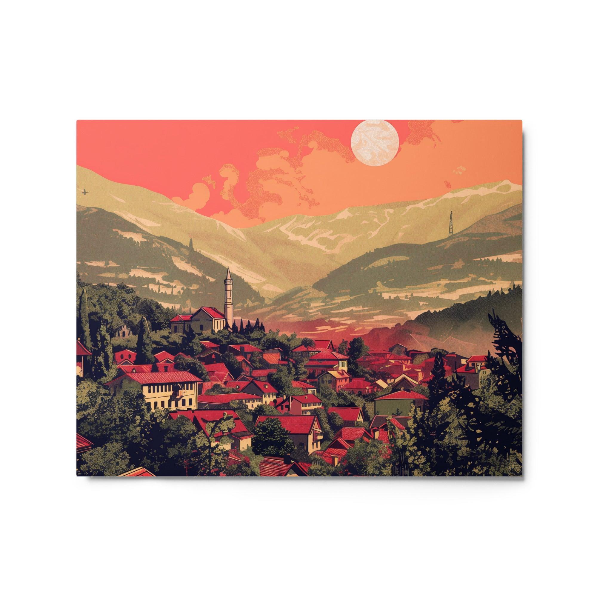 Kosovo Picturesque Mountain Village Sunset Metal Poster - Oh Posters