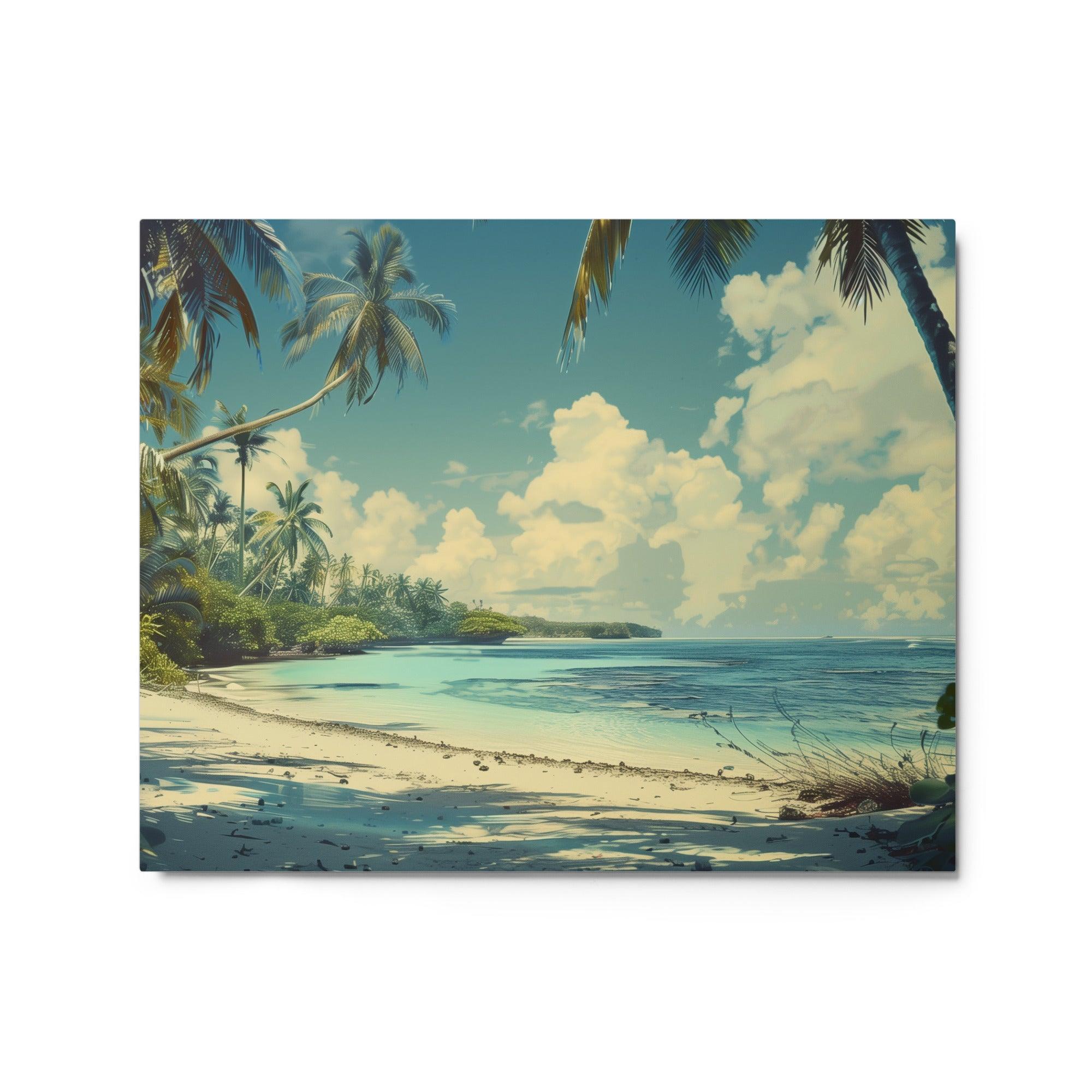 Marshall Islands Palm-fringed Tropical Beach Metal Poster - Oh Posters