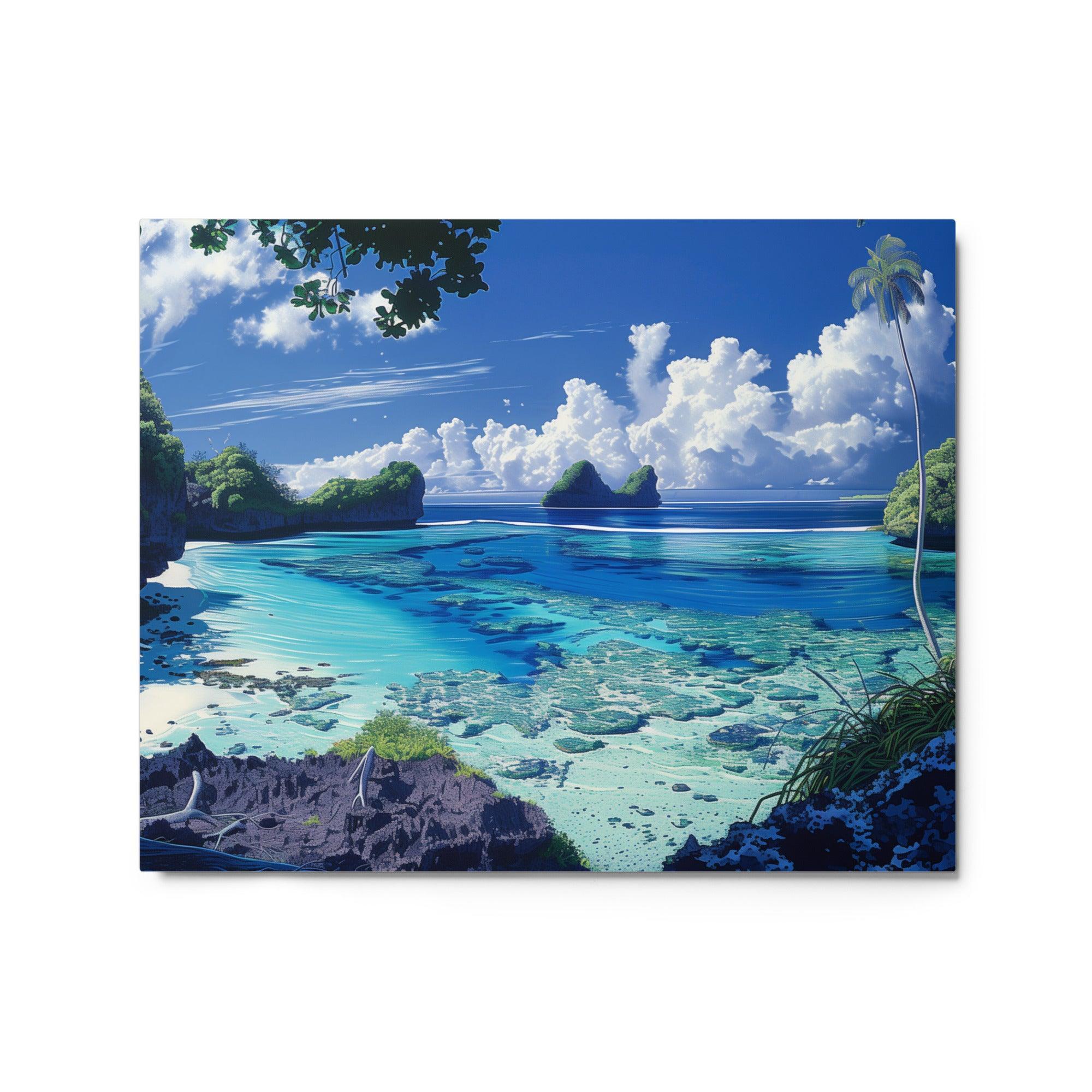 Palau Coral Reef and Coastal Paradise Metal Poster - Oh Posters