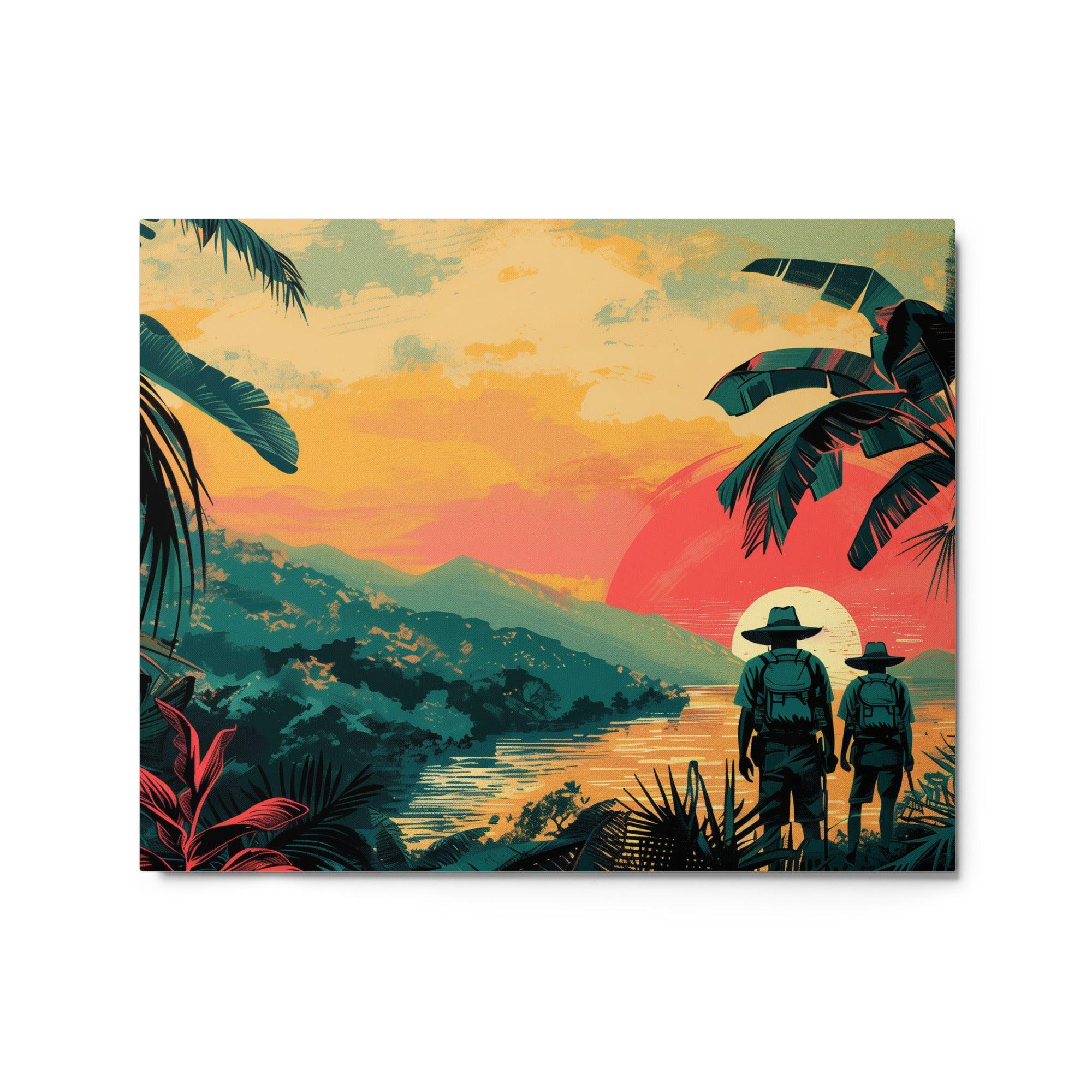 Paraguay Jungle Hikers Sunset Adventure Metal Poster - Oh Posters