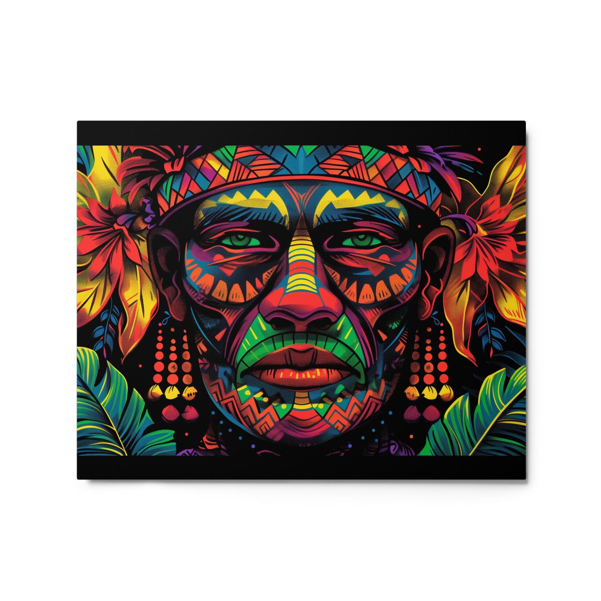 Samoan Tribal Face Art Vibrant Metal Poster - Oh Posters