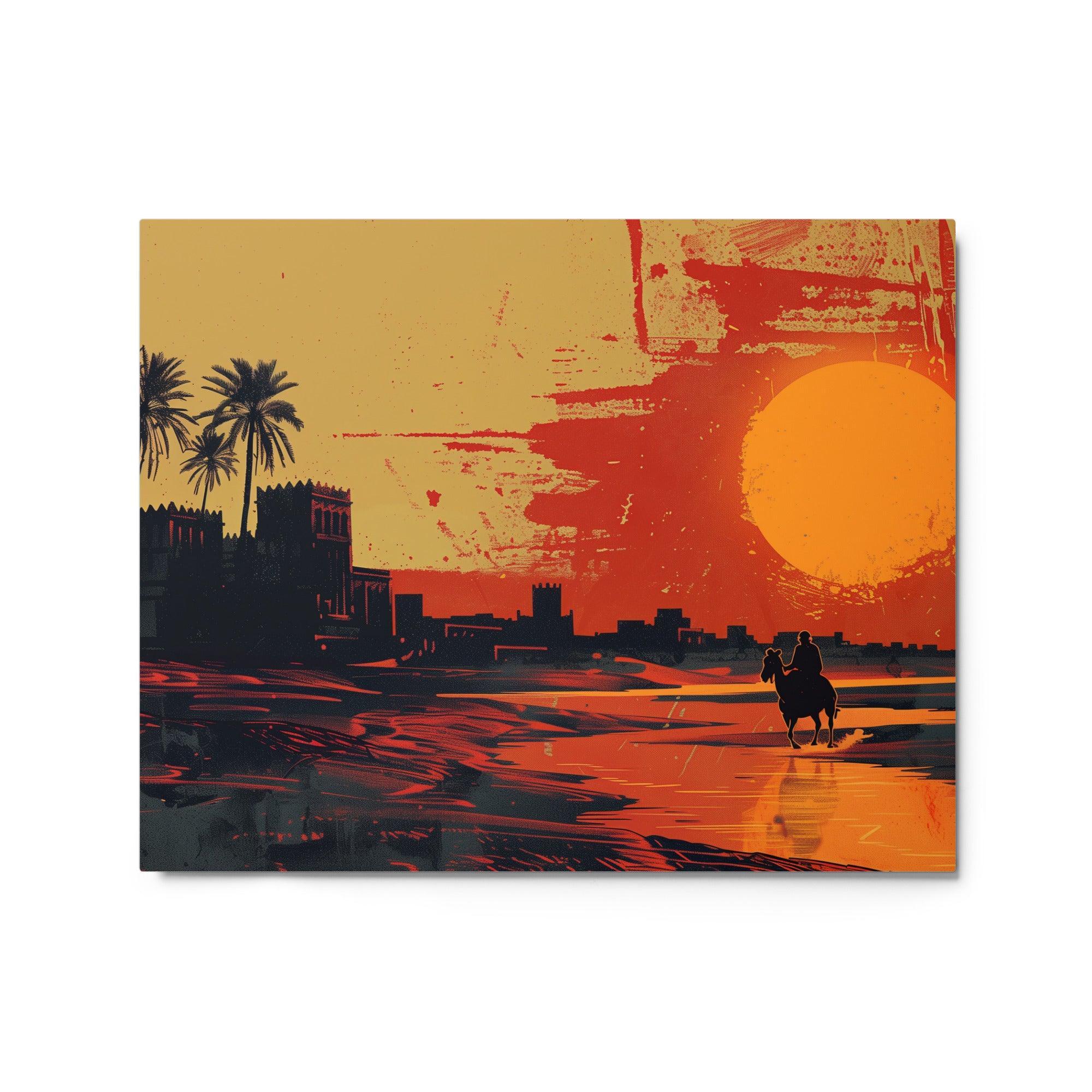 Sudan Desert Sunset Silhouette Metal Poster - Oh Posters