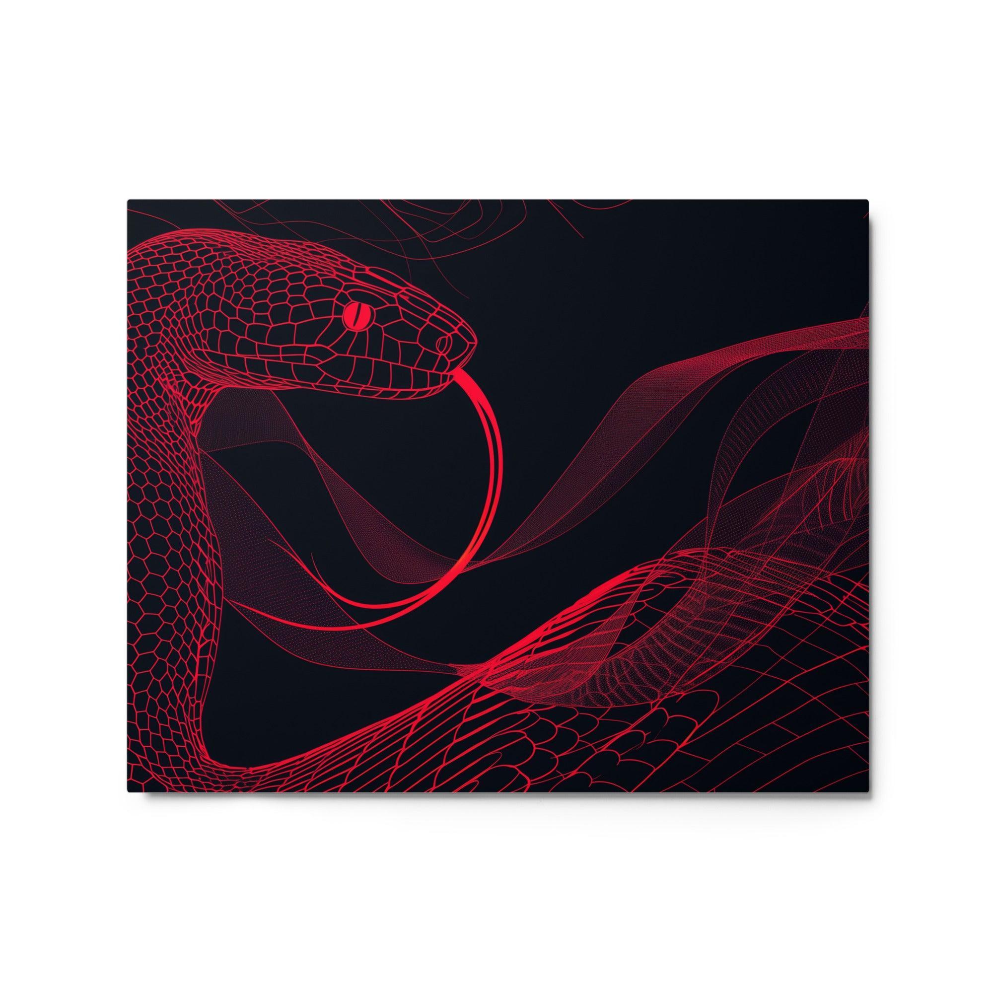 Red Cobra Geometric Wireframe Digital Art Metal Poster - Oh Posters