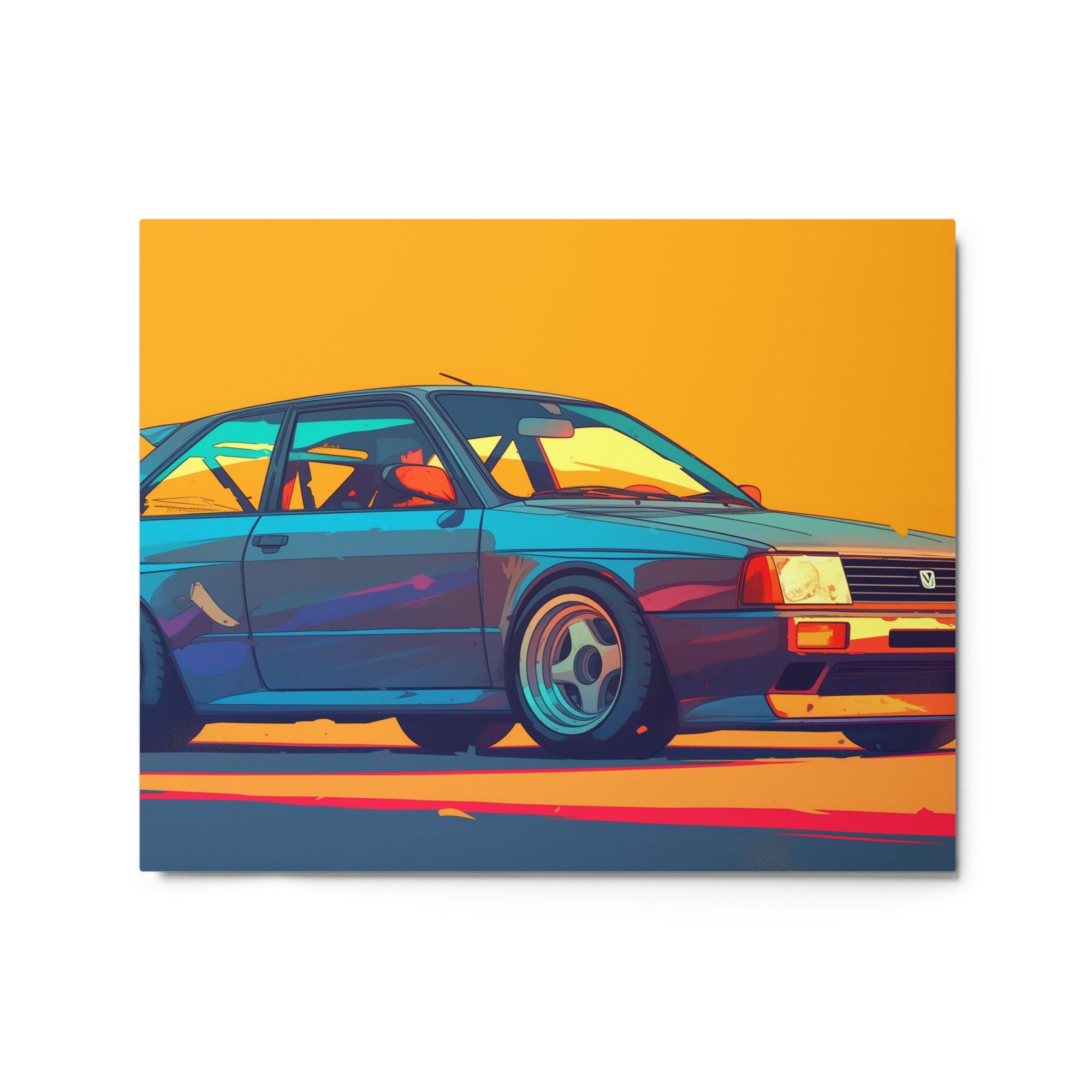 Vibrant JDM Hatchback Retro Racing Digital Art Metal Poster - Oh Posters