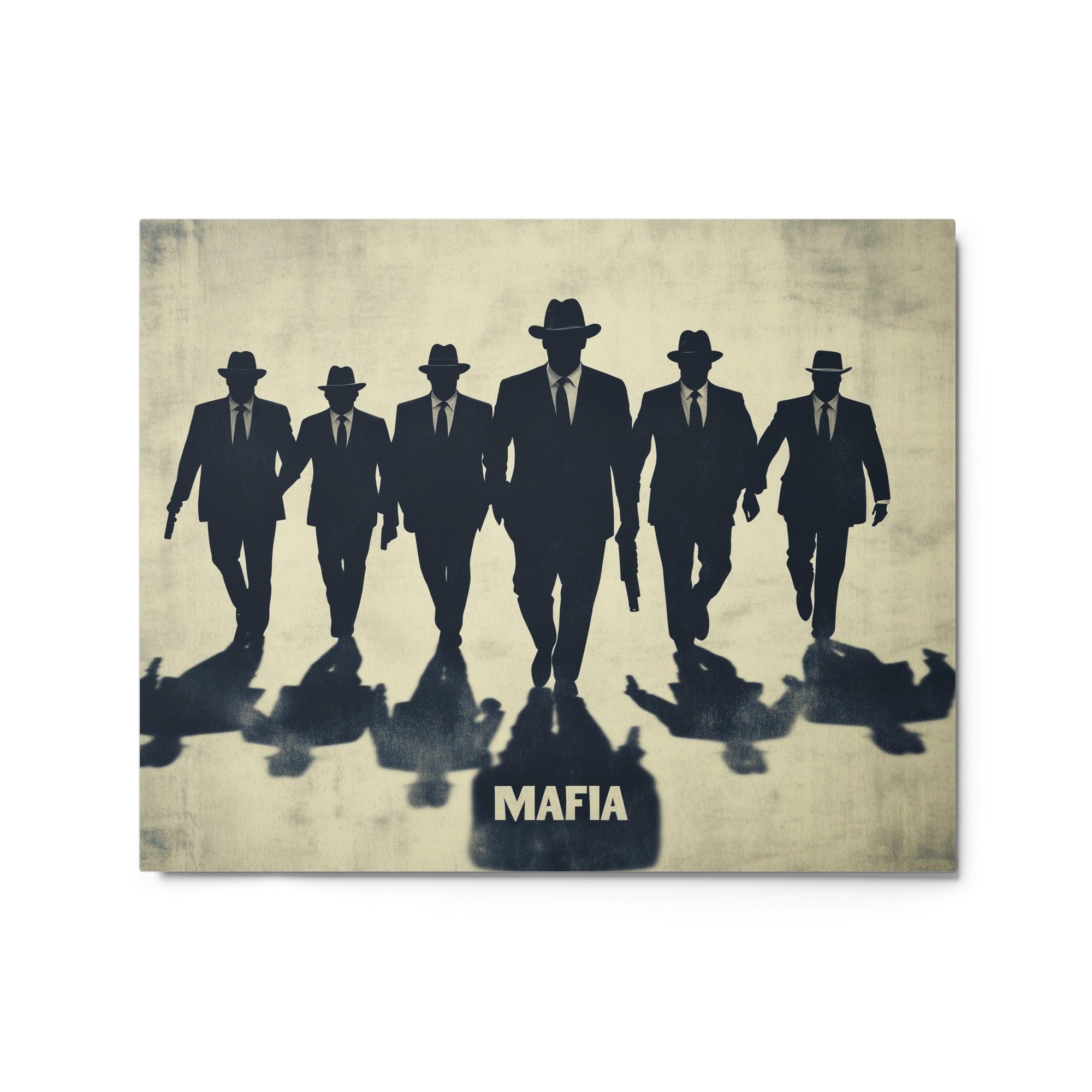 Mafia Silhouette Group Walking Noir Style Artwork Metal Poster - Oh Posters