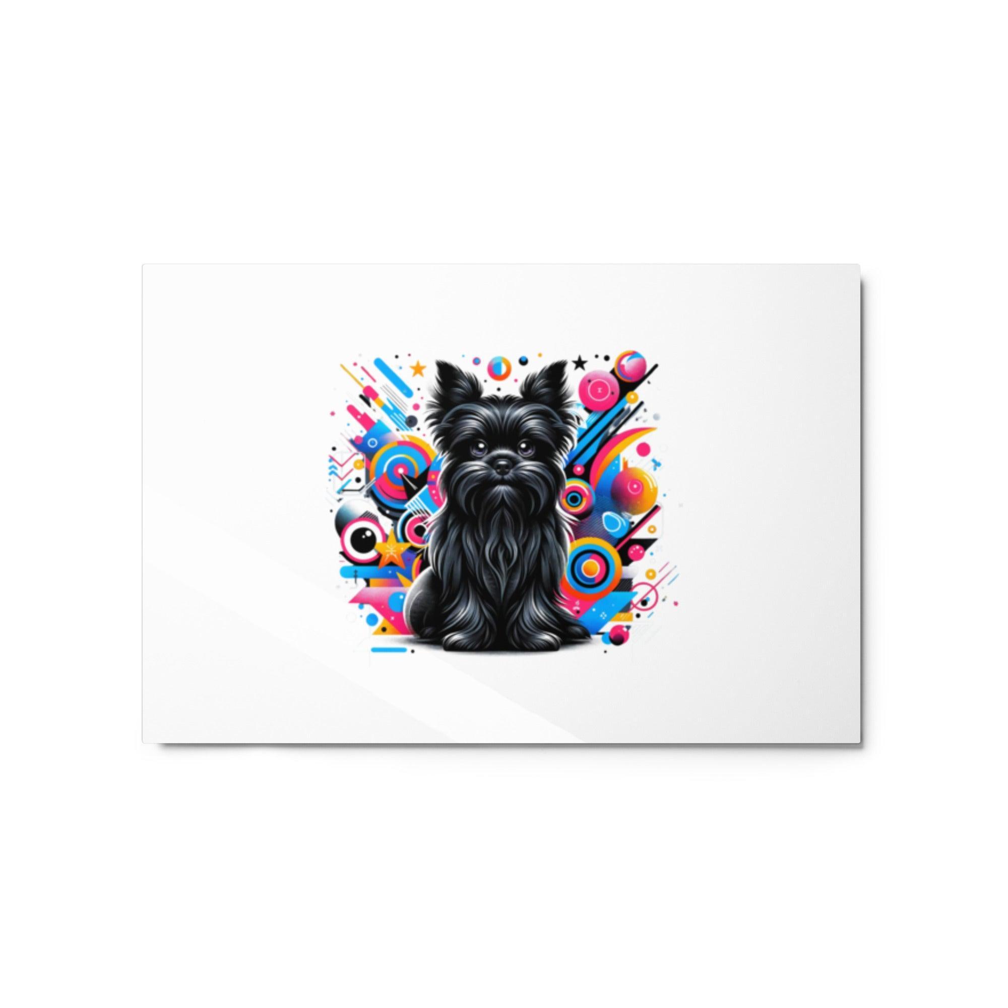 Whimsical Affenpinscher Cartoon with Modern Elements Background Metal Poster - Oh Posters