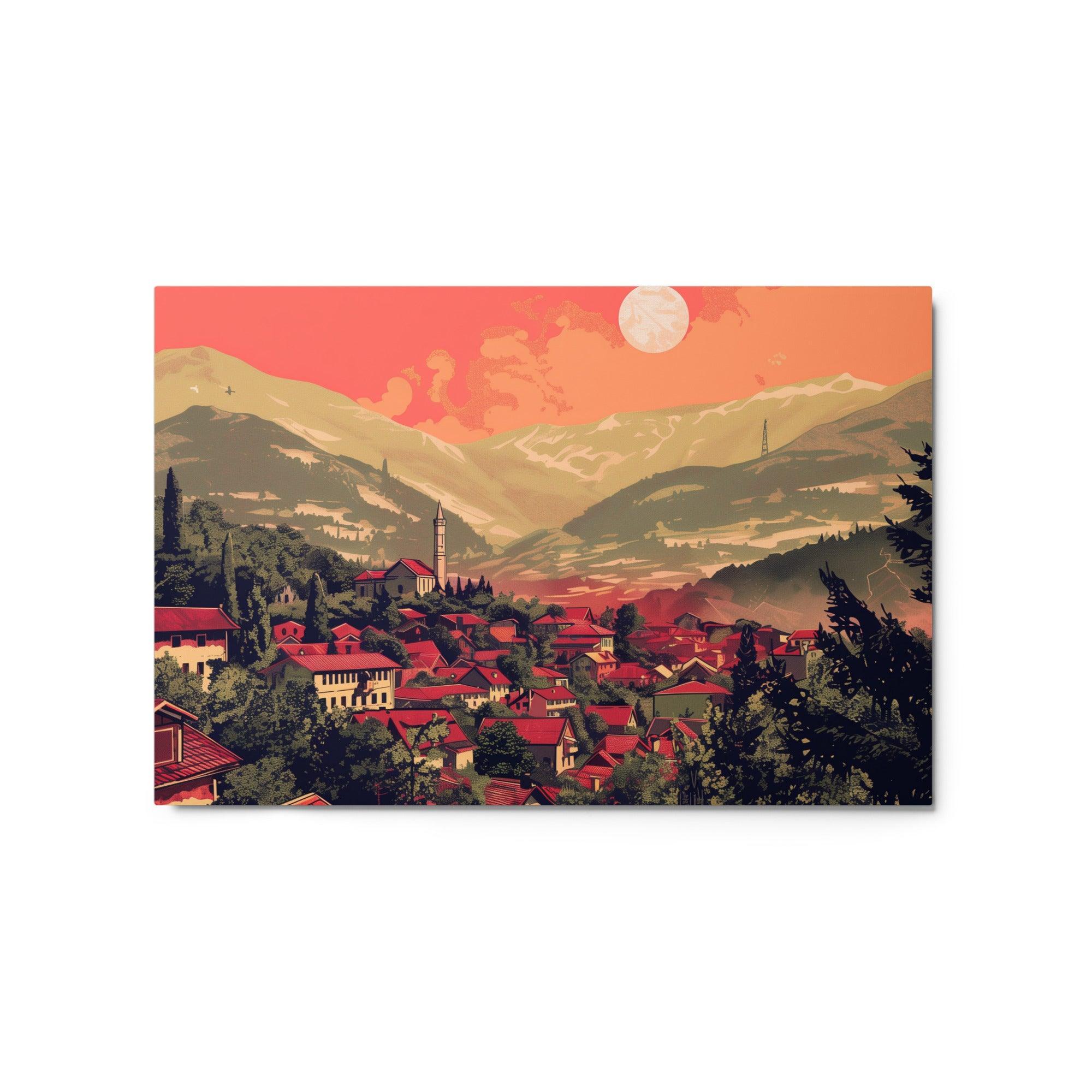 Kosovo Picturesque Mountain Village Sunset Metal Poster - Oh Posters