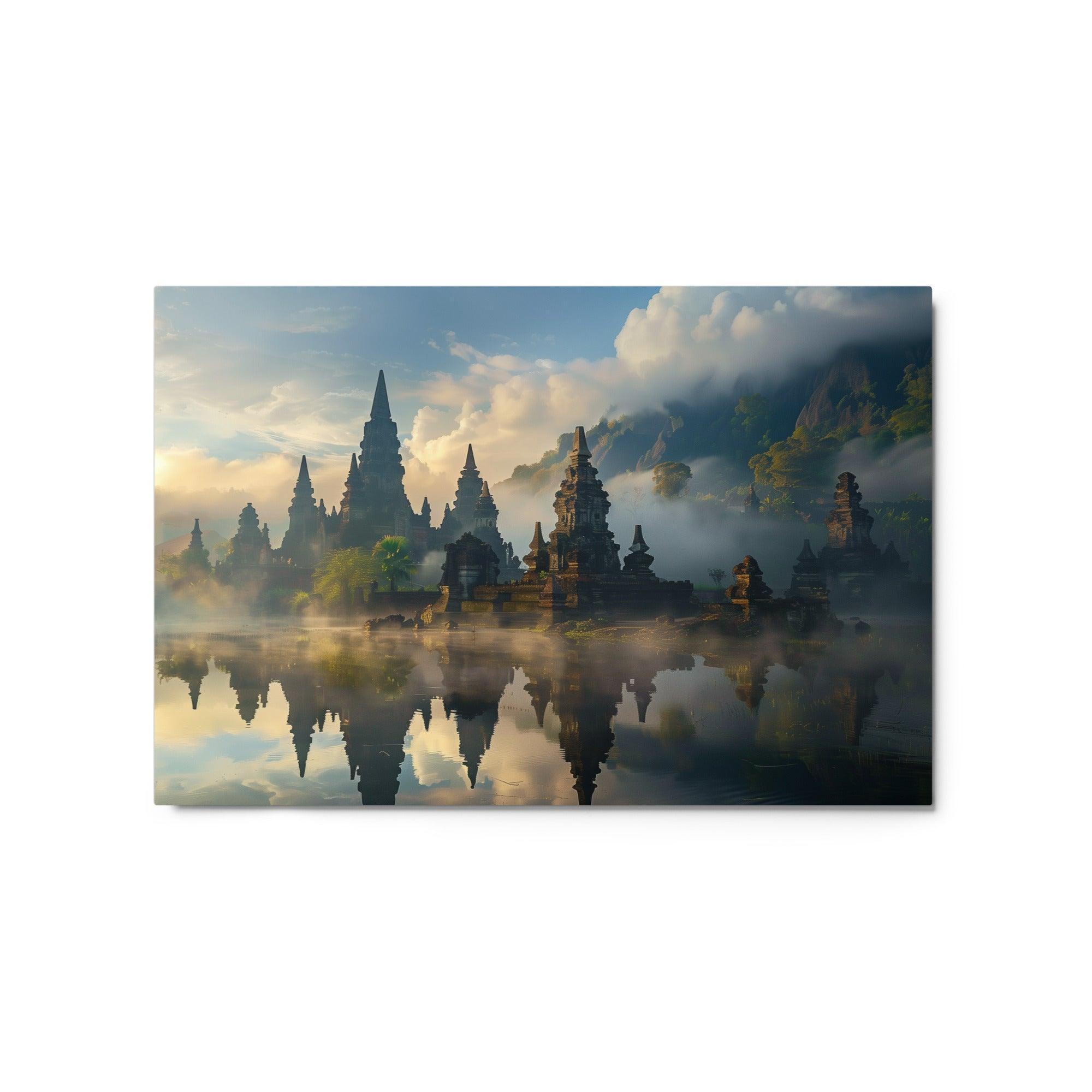 Indonesia Ancient Temple Reflections Metal Poster - Oh Posters