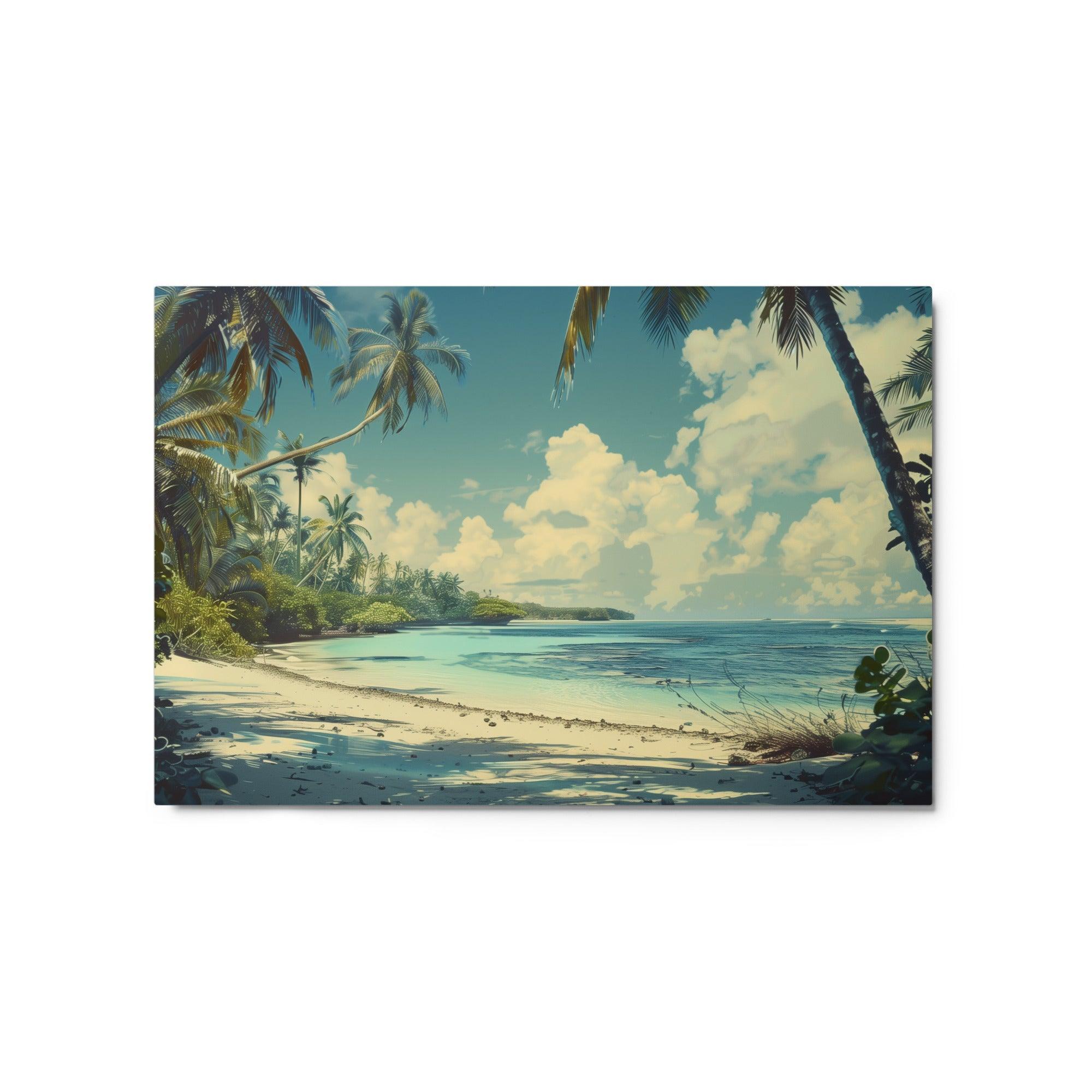 Marshall Islands Palm-fringed Tropical Beach Metal Poster - Oh Posters