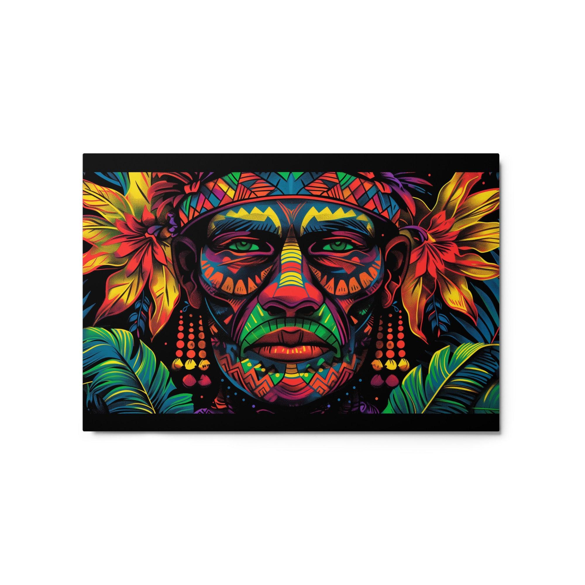 Samoan Tribal Face Art Vibrant Metal Poster - Oh Posters