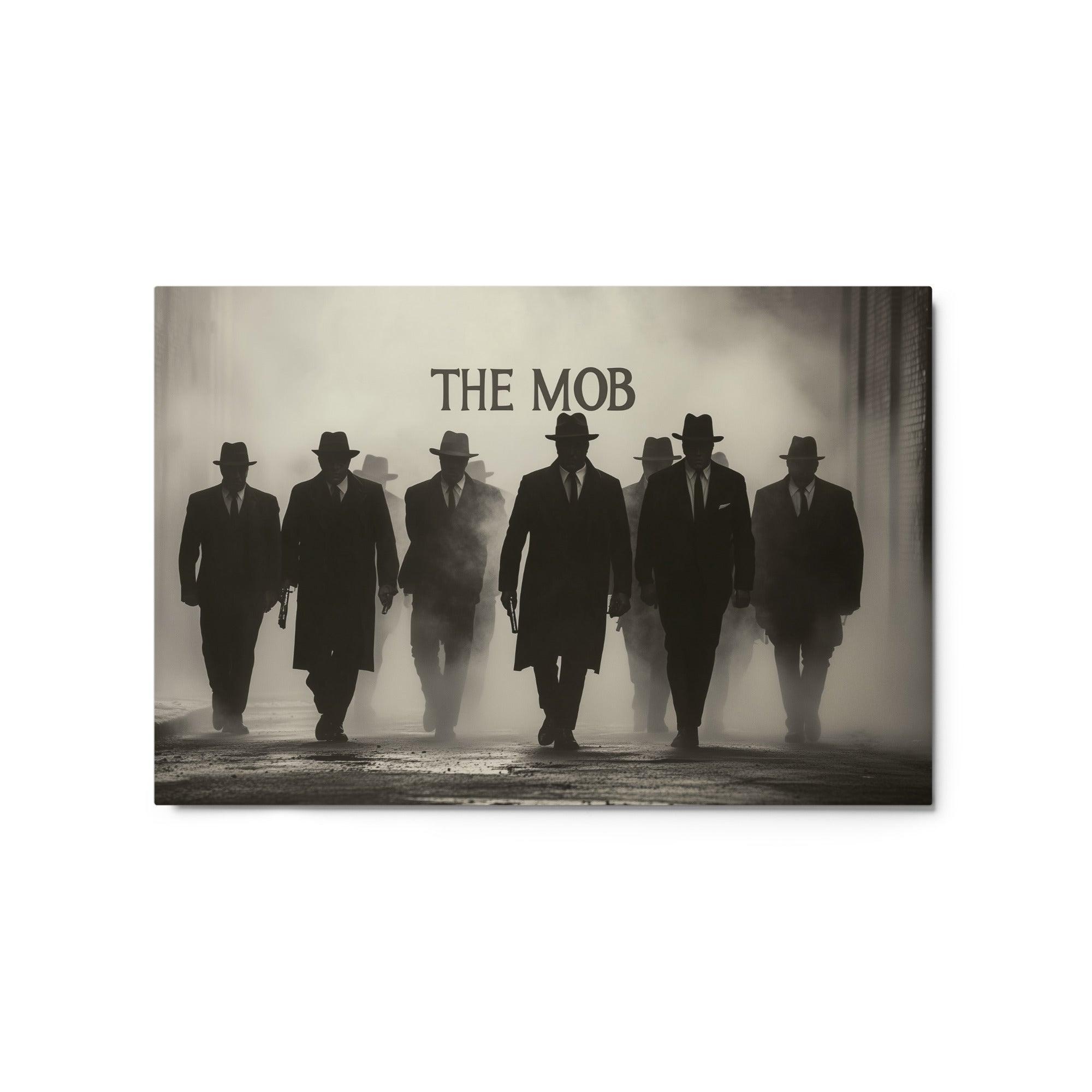 Mafia Figures Emerging from Fog Intimidating Noir Metal Poster - Oh Posters