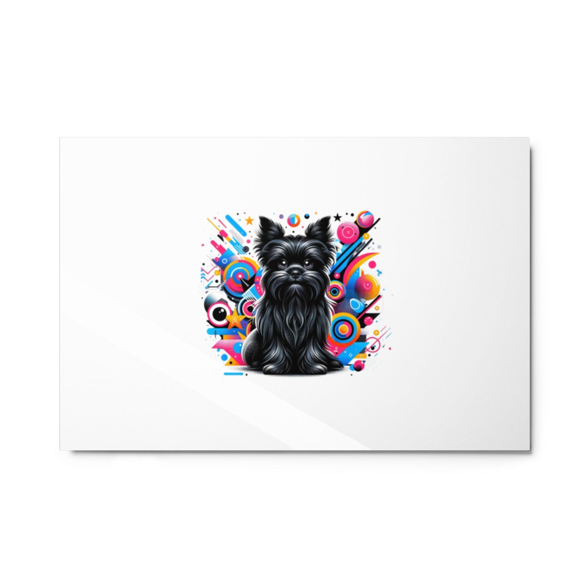 Whimsical Affenpinscher Cartoon with Modern Elements Background Metal Poster - Oh Posters