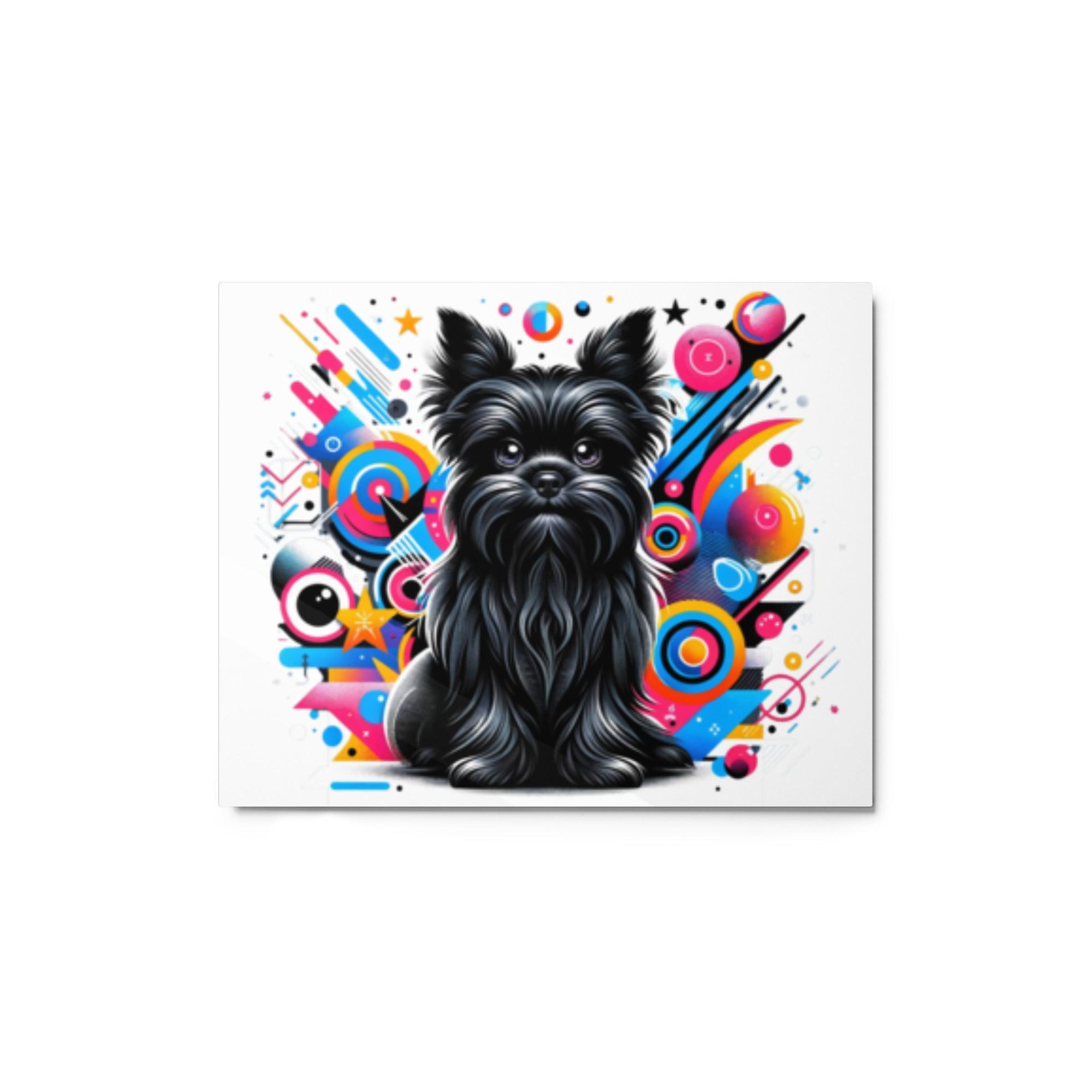 Whimsical Affenpinscher Cartoon with Modern Elements Background Metal Poster - Oh Posters