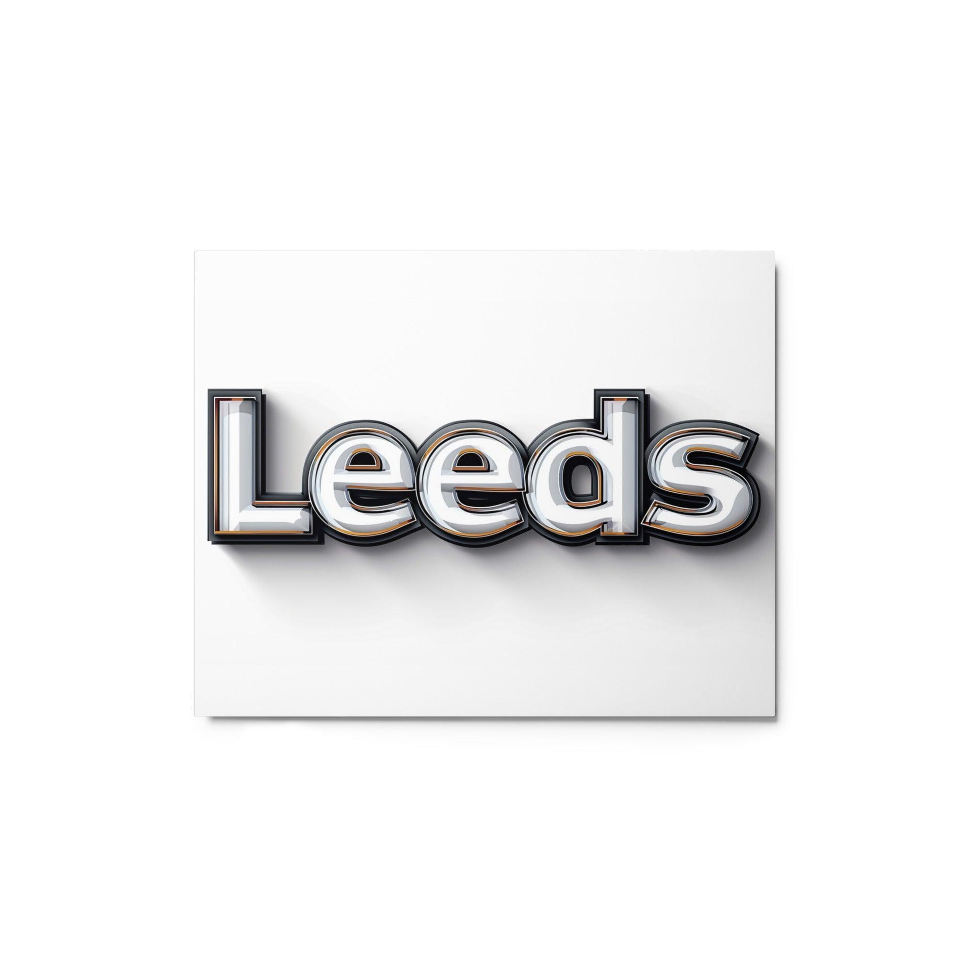 Leeds 3D Lettering Bold Graphic Metal Poster - Oh Posters