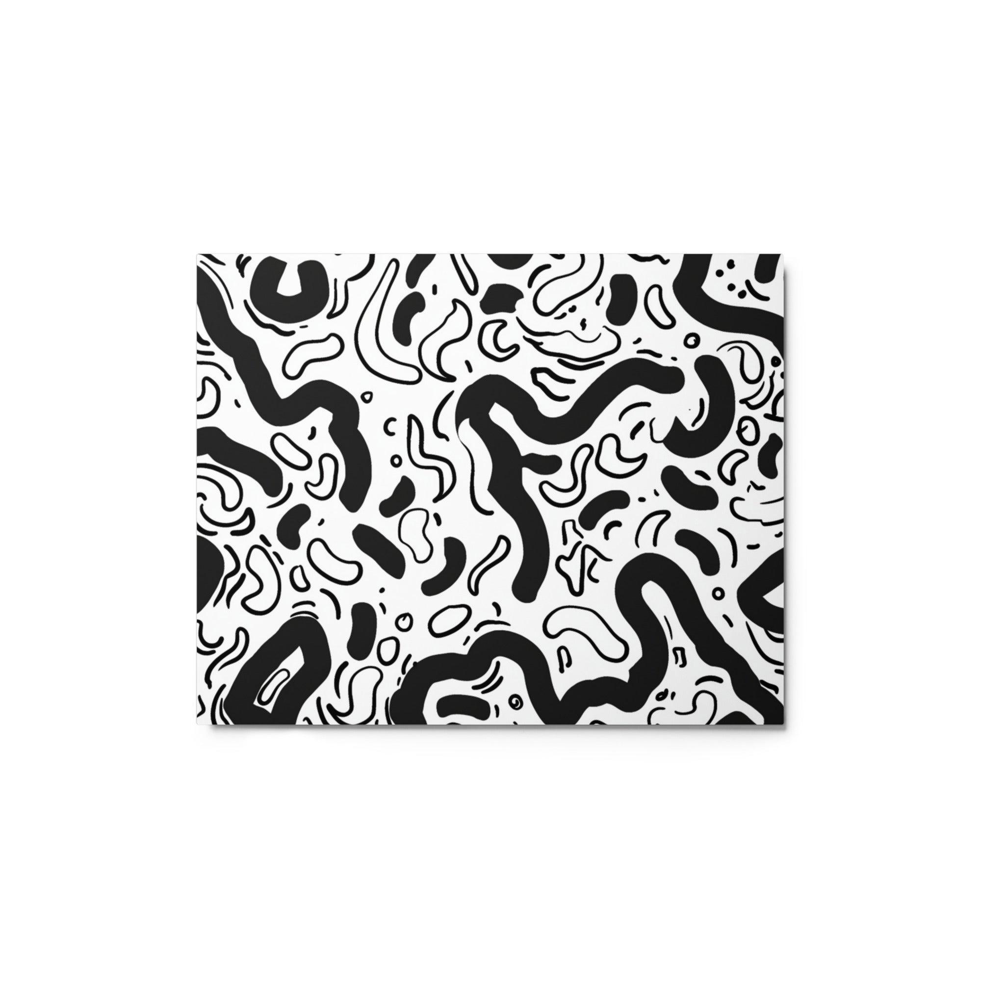 Dynamic Black and White Doodle Swirls Art Metal Poster - Oh Posters