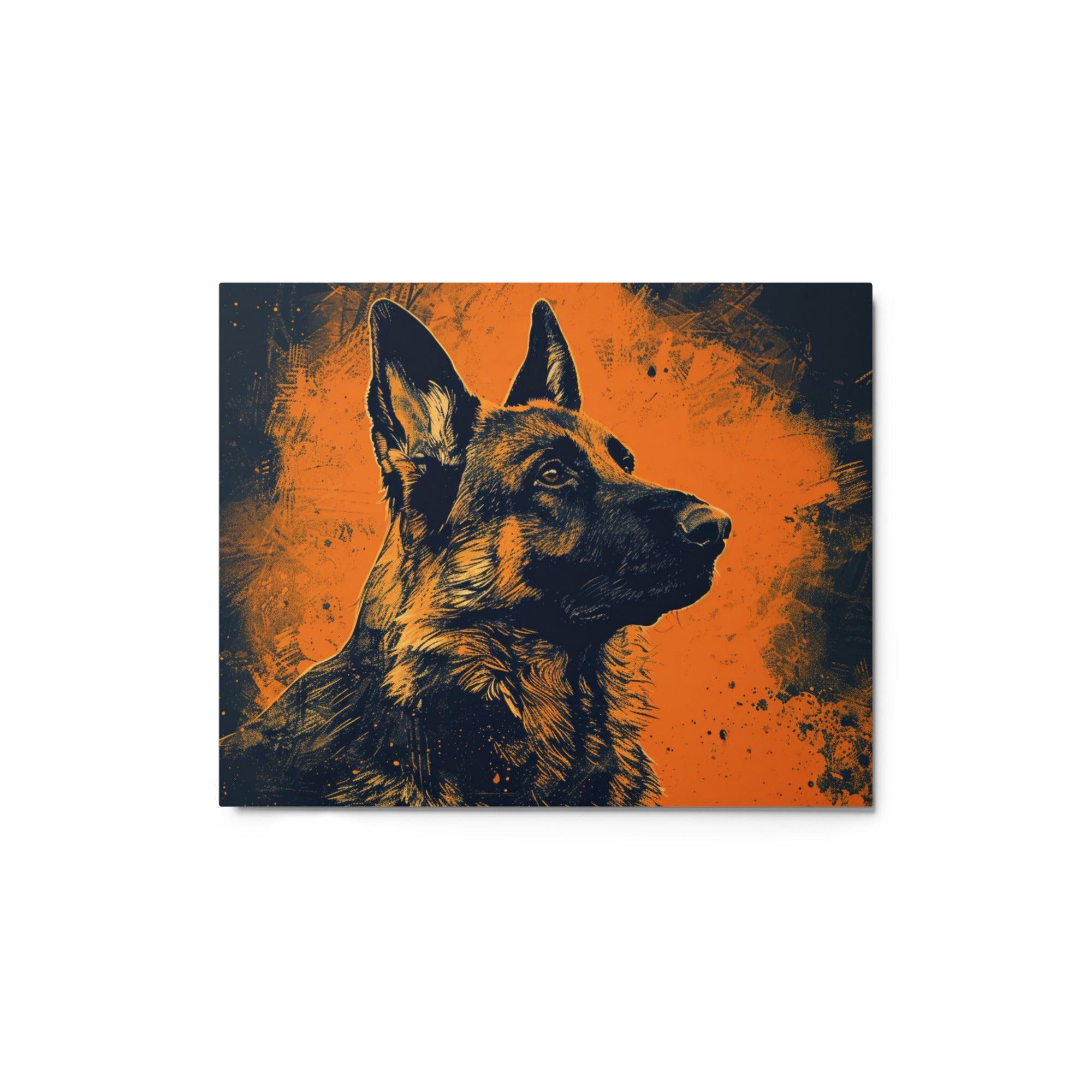 German Shepherd Orange Glow Art Metal Poster - Oh Posters