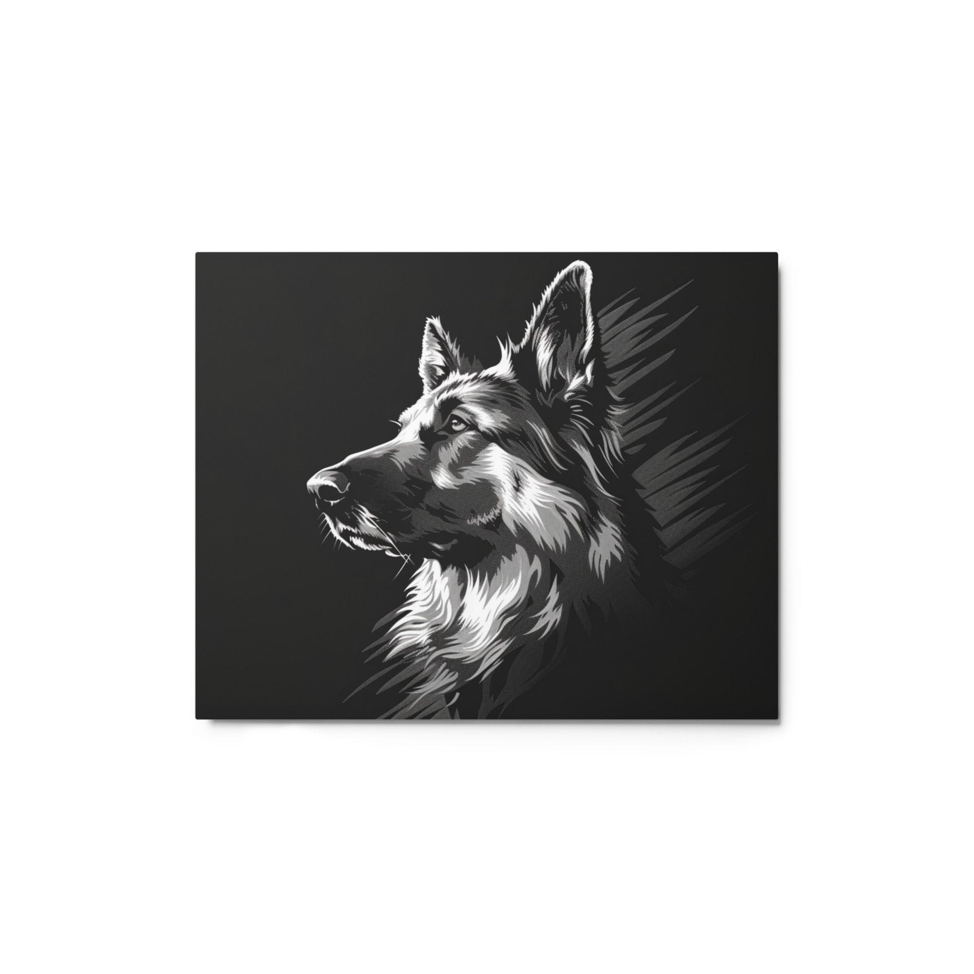 German Shepherd Noir Silhouette Metal Poster - Oh Posters