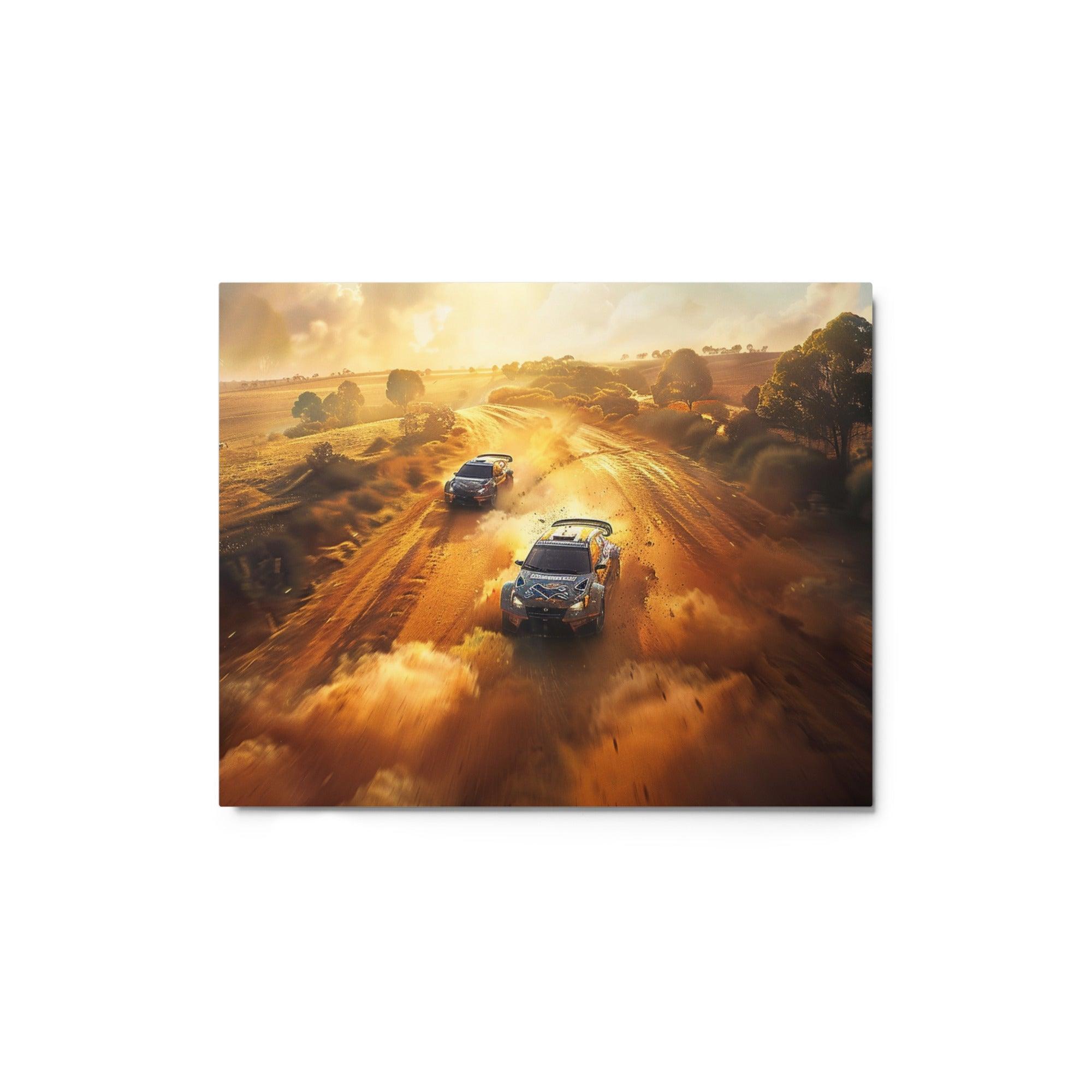 Sunset Dust Rally Tandem Racing Metal Poster - Oh Posters