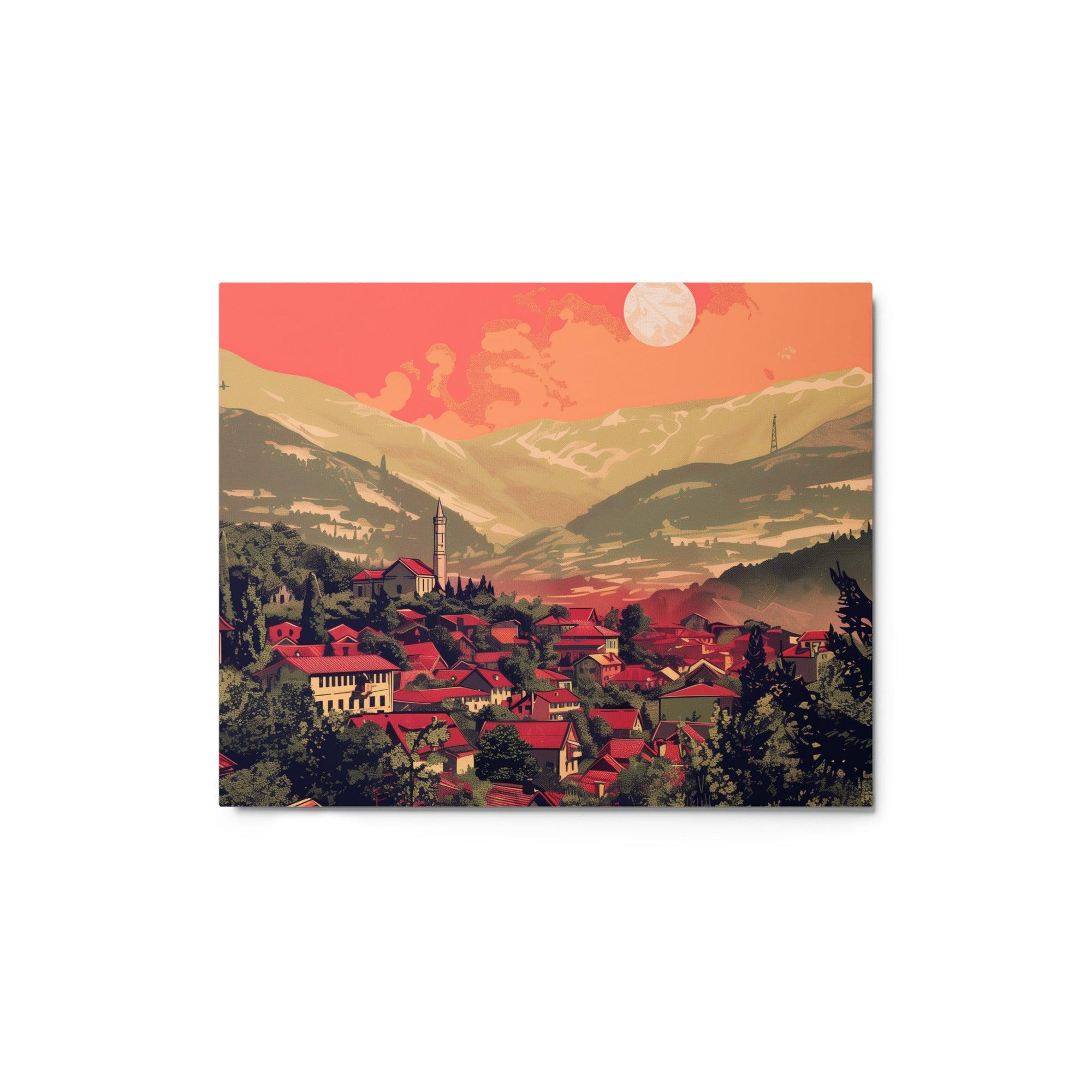 Kosovo Picturesque Mountain Village Sunset Metal Poster - Oh Posters