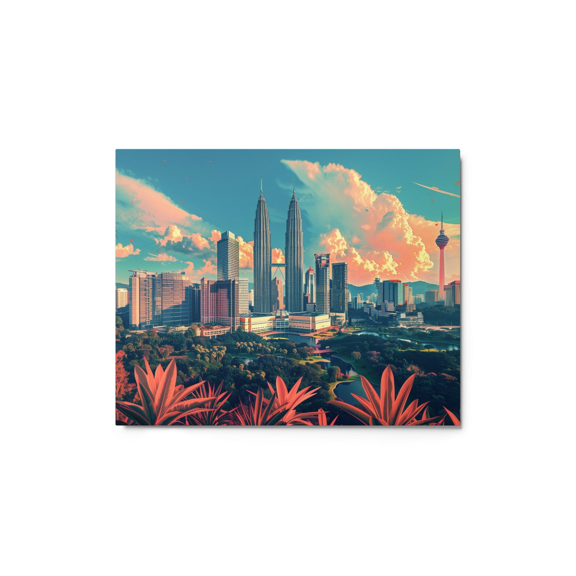 Malaysia Kuala Lumpur Skyline Tropical Panorama Metal Poster - Oh Posters