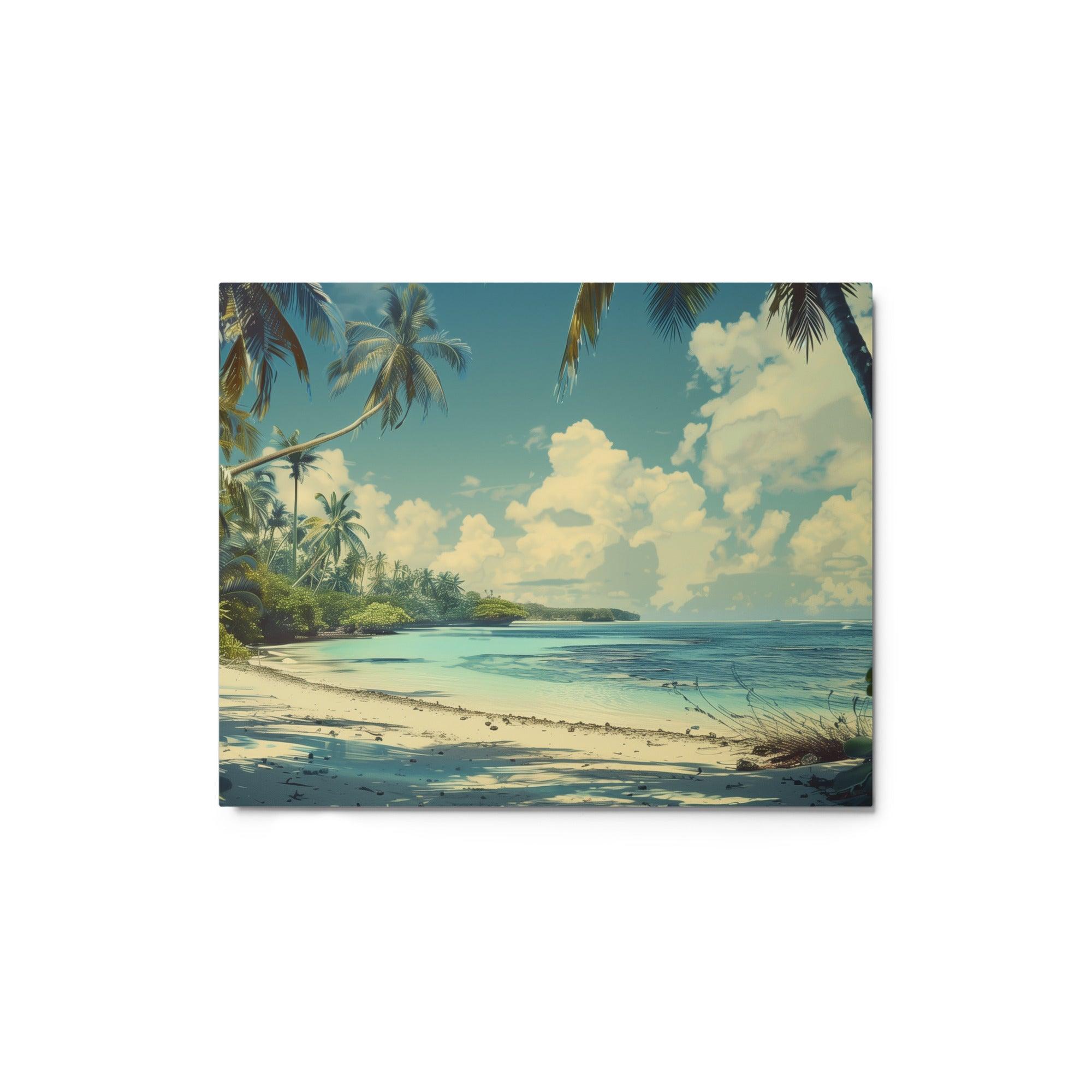 Marshall Islands Palm-fringed Tropical Beach Metal Poster - Oh Posters