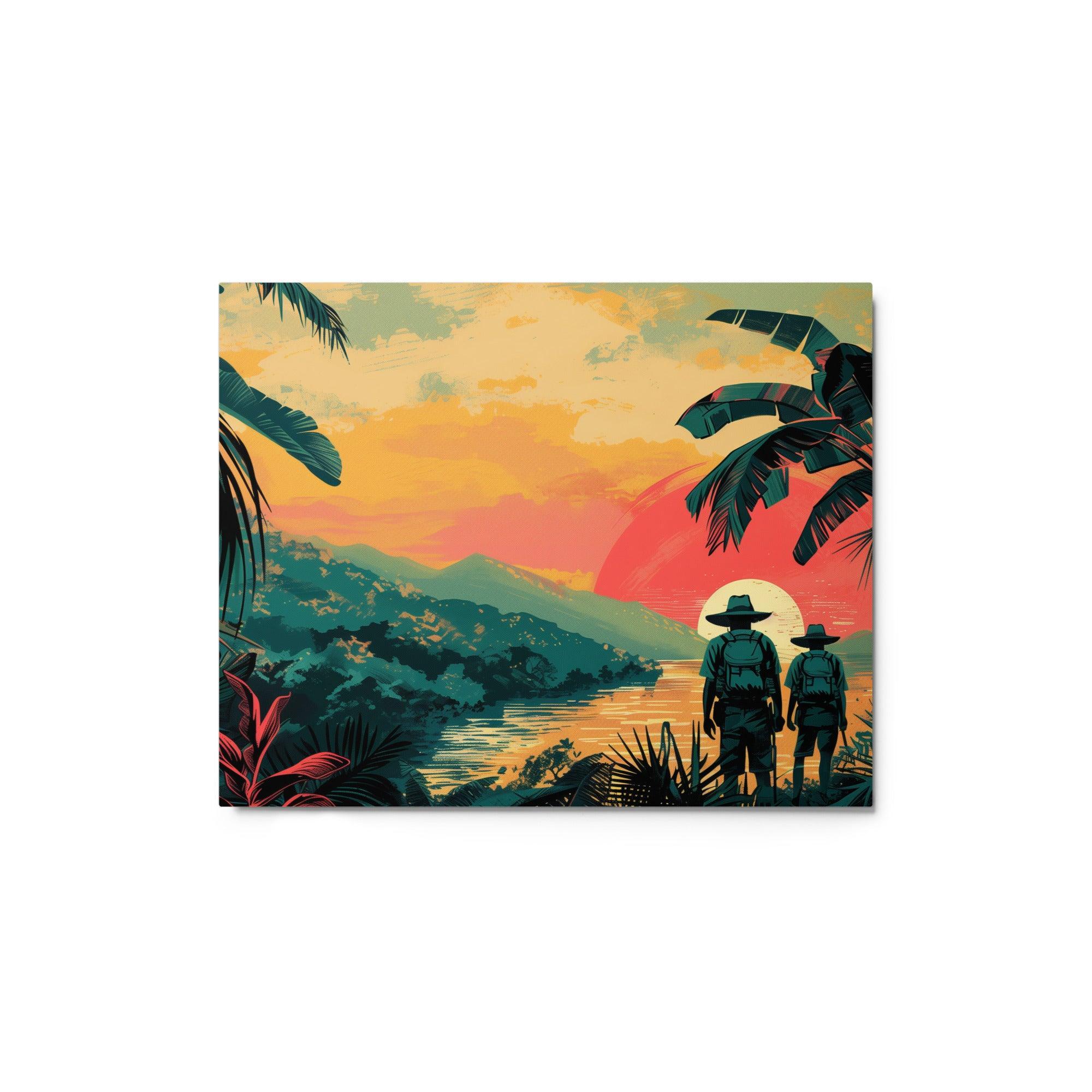 Paraguay Jungle Hikers Sunset Adventure Metal Poster - Oh Posters