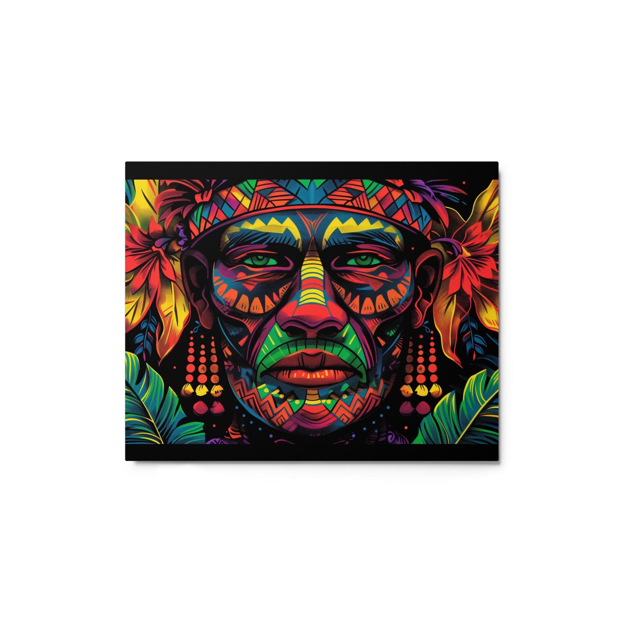 Samoan Tribal Face Art Vibrant Metal Poster - Oh Posters