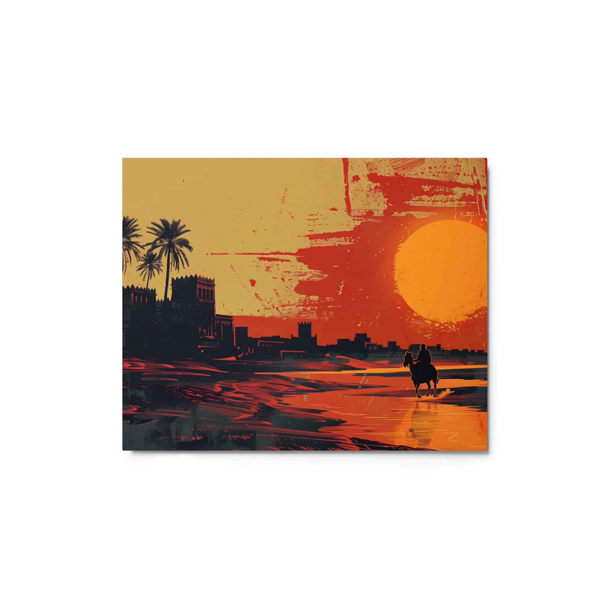 Sudan Desert Sunset Silhouette Metal Poster - Oh Posters