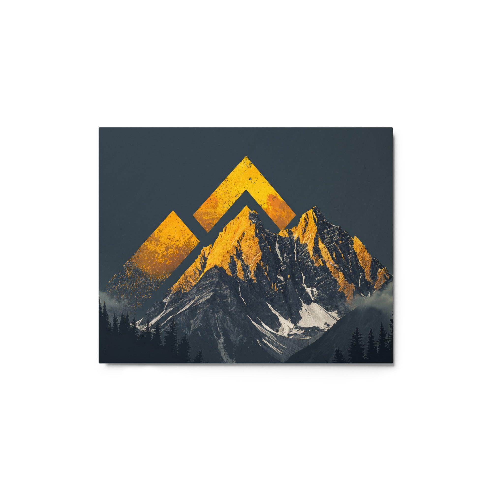 Mountain Peaks Golden Sunrise Abstract Art Metal Poster - Oh Posters