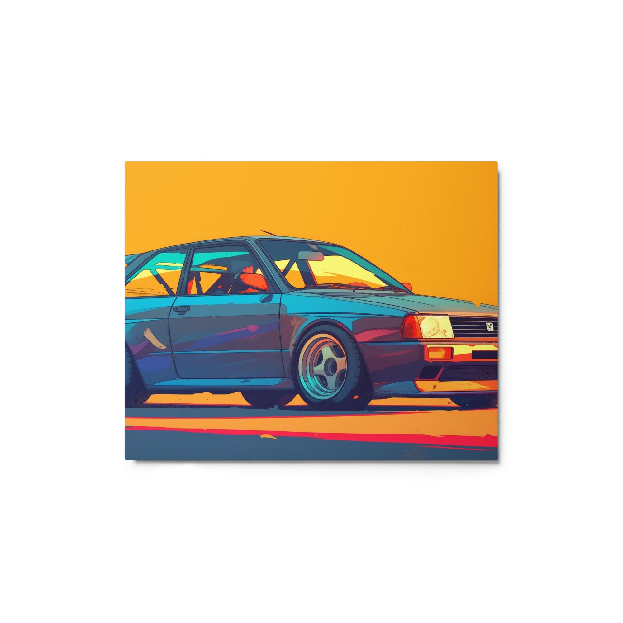 Vibrant JDM Hatchback Retro Racing Digital Art Metal Poster - Oh Posters