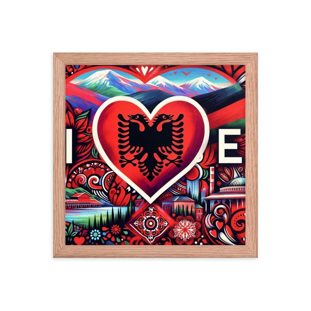 'I Love Albania' Heart of Albanian Heritage Collage Art Framed Poster - Oh Posters