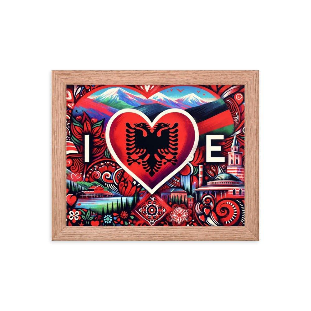 'I Love Albania' Heart of Albanian Heritage Collage Art Framed Poster - Oh Posters