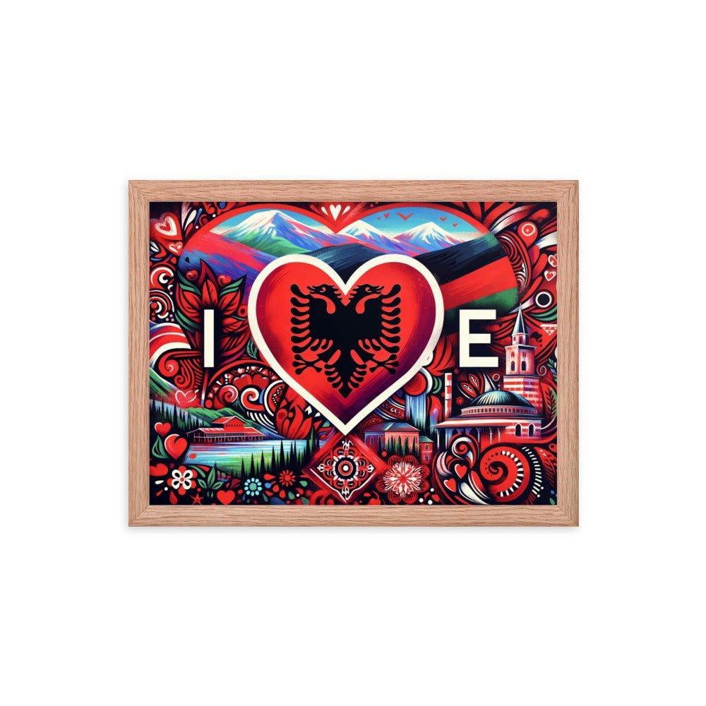 'I Love Albania' Heart of Albanian Heritage Collage Art Framed Poster - Oh Posters