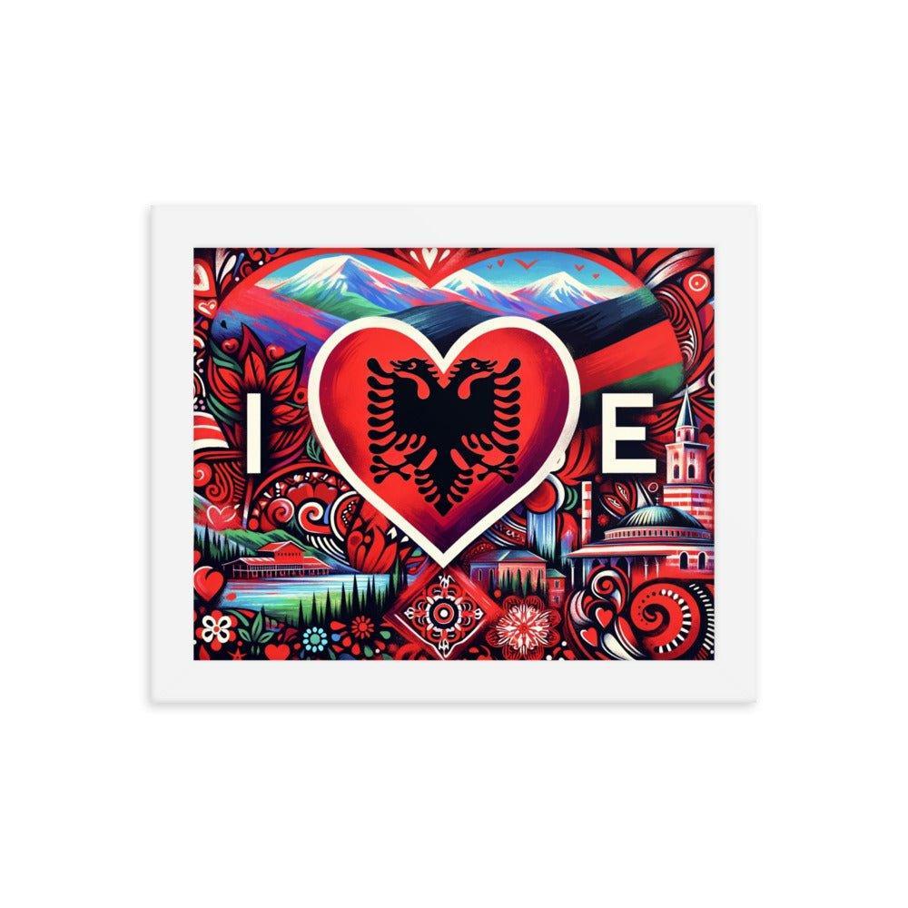 'I Love Albania' Heart of Albanian Heritage Collage Art Framed Poster - Oh Posters