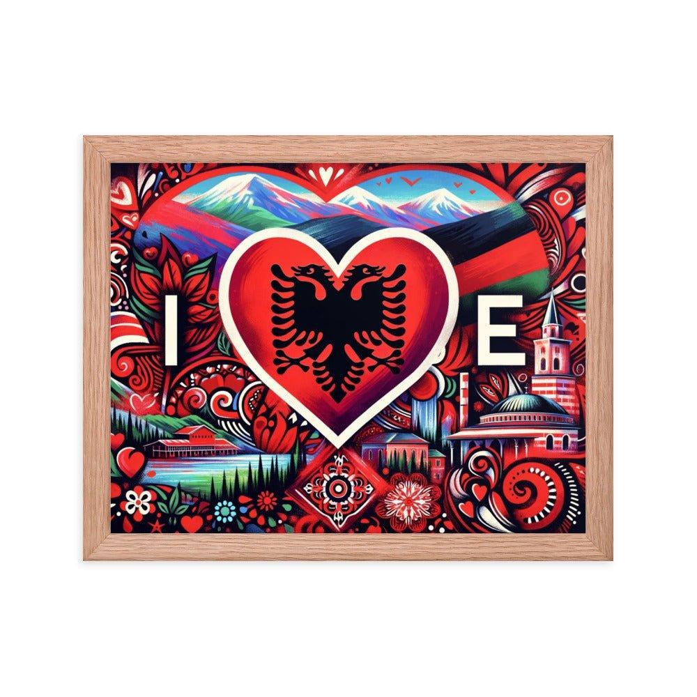 'I Love Albania' Heart of Albanian Heritage Collage Art Framed Poster - Oh Posters