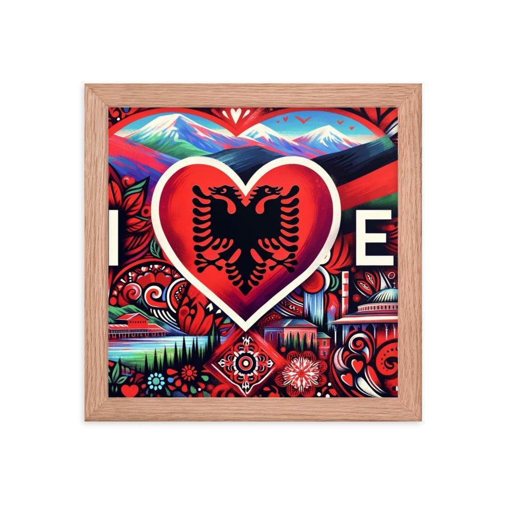 'I Love Albania' Heart of Albanian Heritage Collage Art Framed Poster - Oh Posters