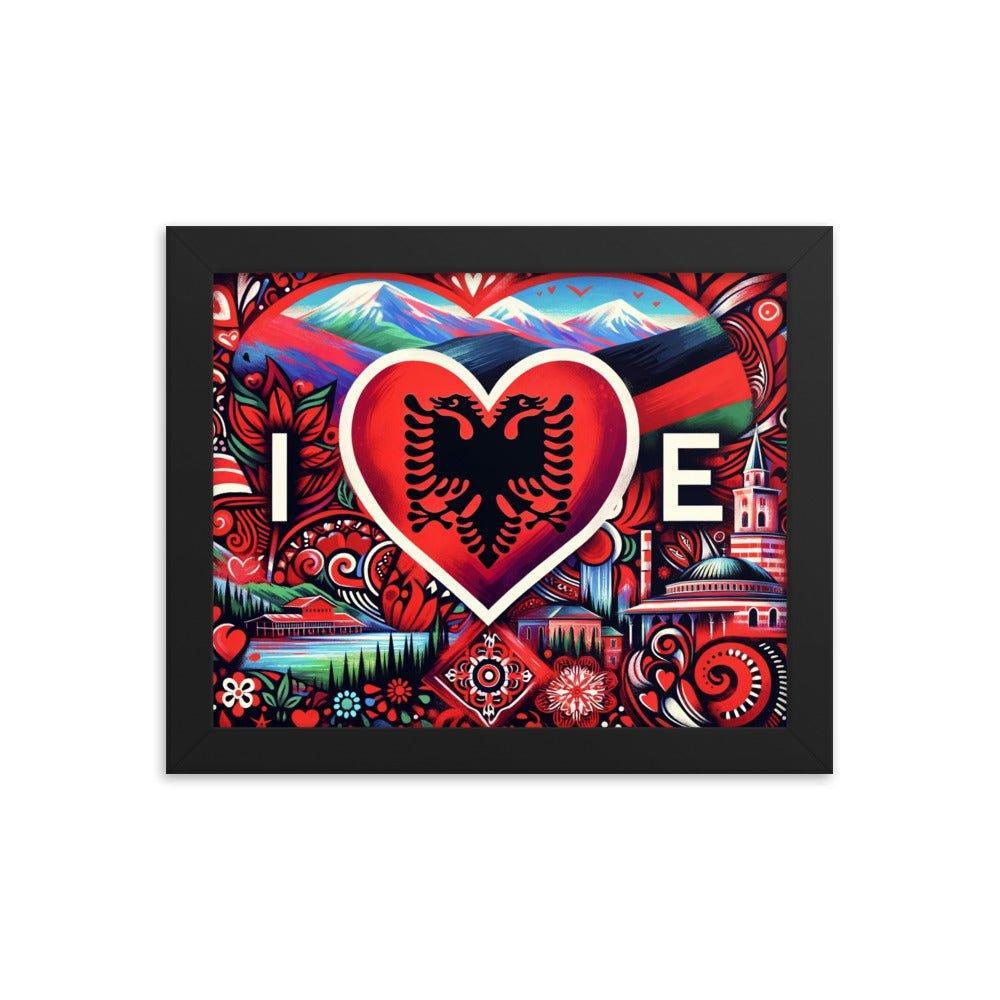 'I Love Albania' Heart of Albanian Heritage Collage Art Framed Poster - Oh Posters