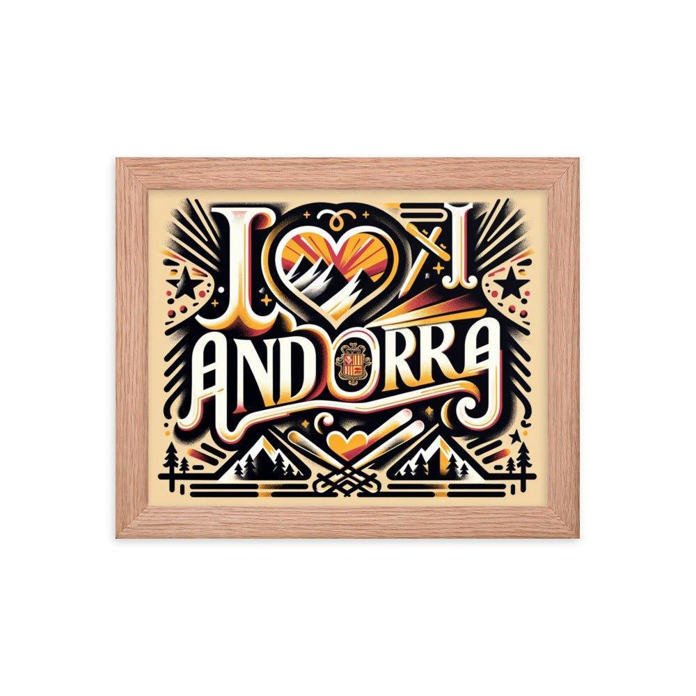 'I Love Andorra' Tribute with Cultural Modern Design Digital Art Framed Poster - Oh Posters