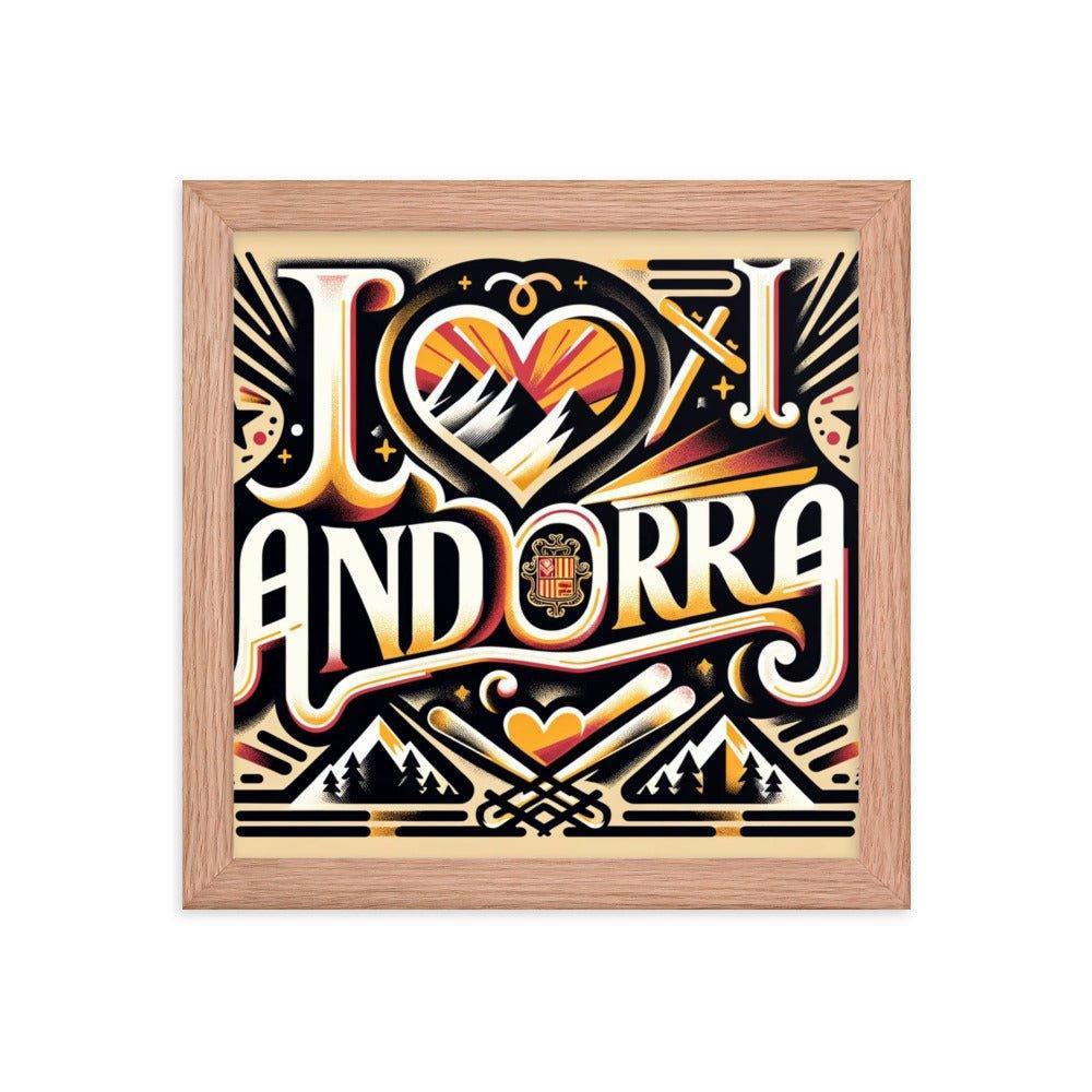 'I Love Andorra' Tribute with Cultural Modern Design Digital Art Framed Poster - Oh Posters