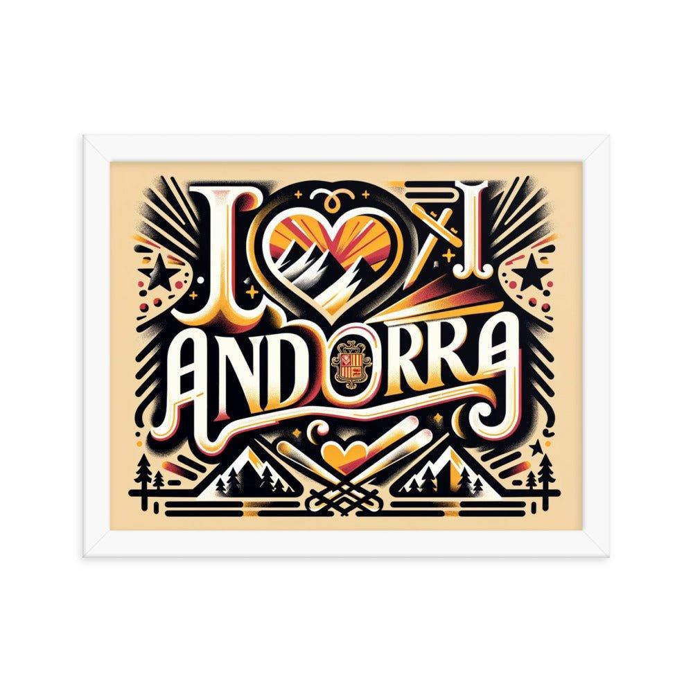 'I Love Andorra' Tribute with Cultural Modern Design Digital Art Framed Poster - Oh Posters